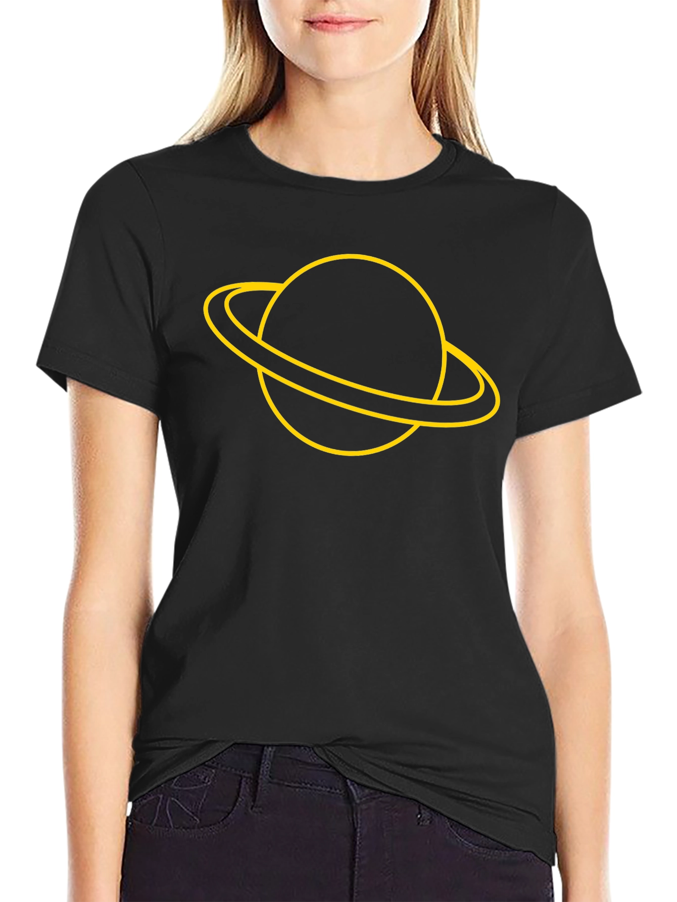 Saturn Graphic Tee - Stylish Black T-Shirt