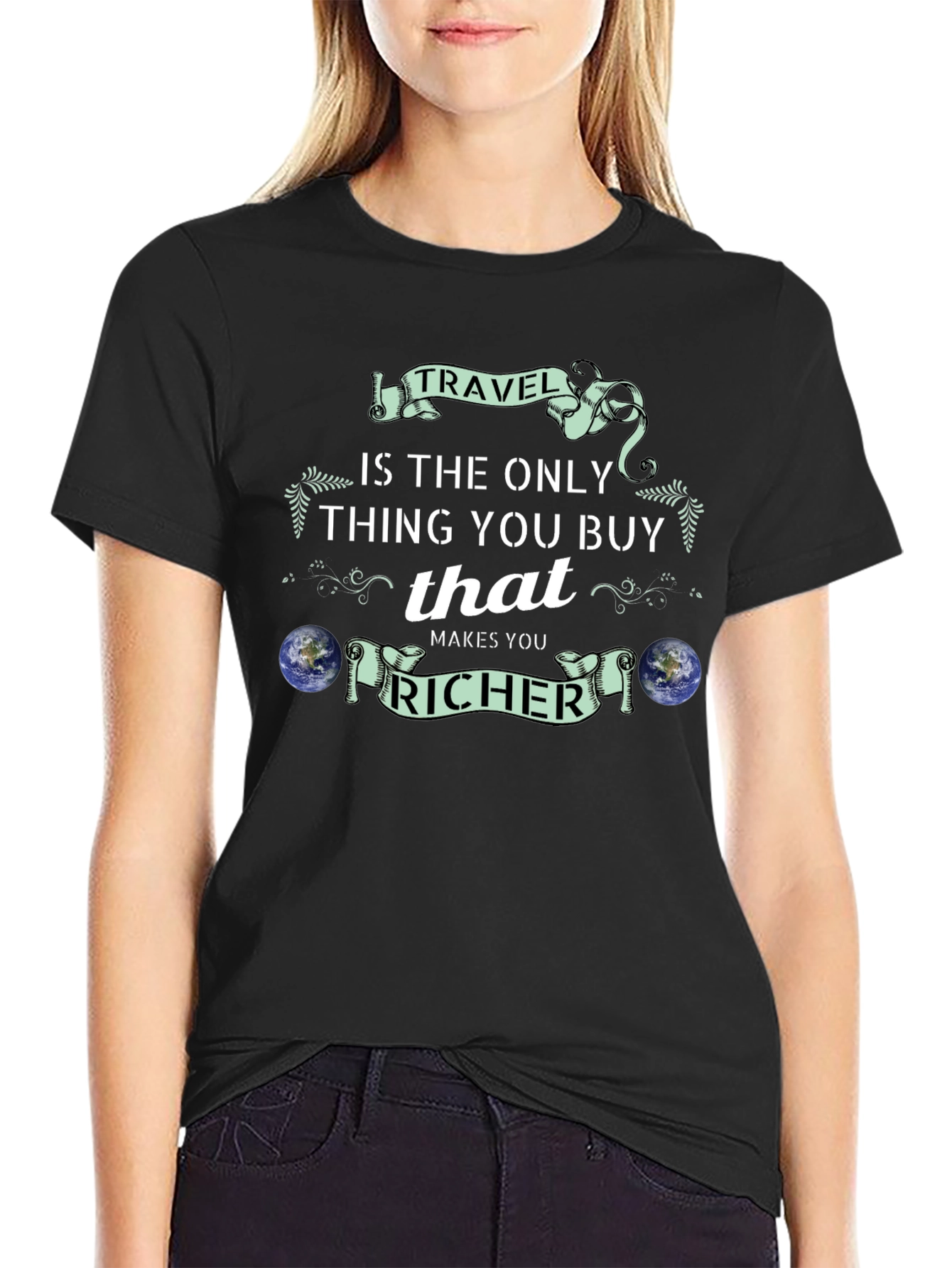 Travel Makes You Richer Black T-Shirt