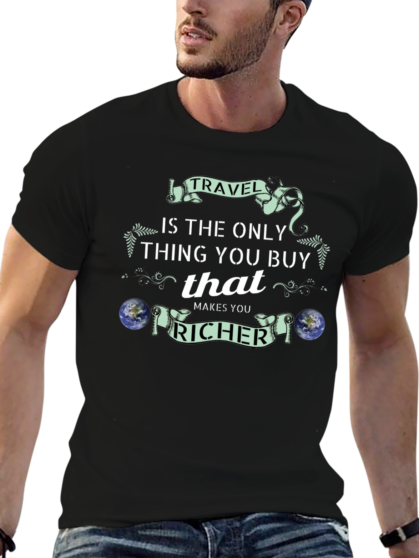 Travel Makes You Richer Black T-Shirt