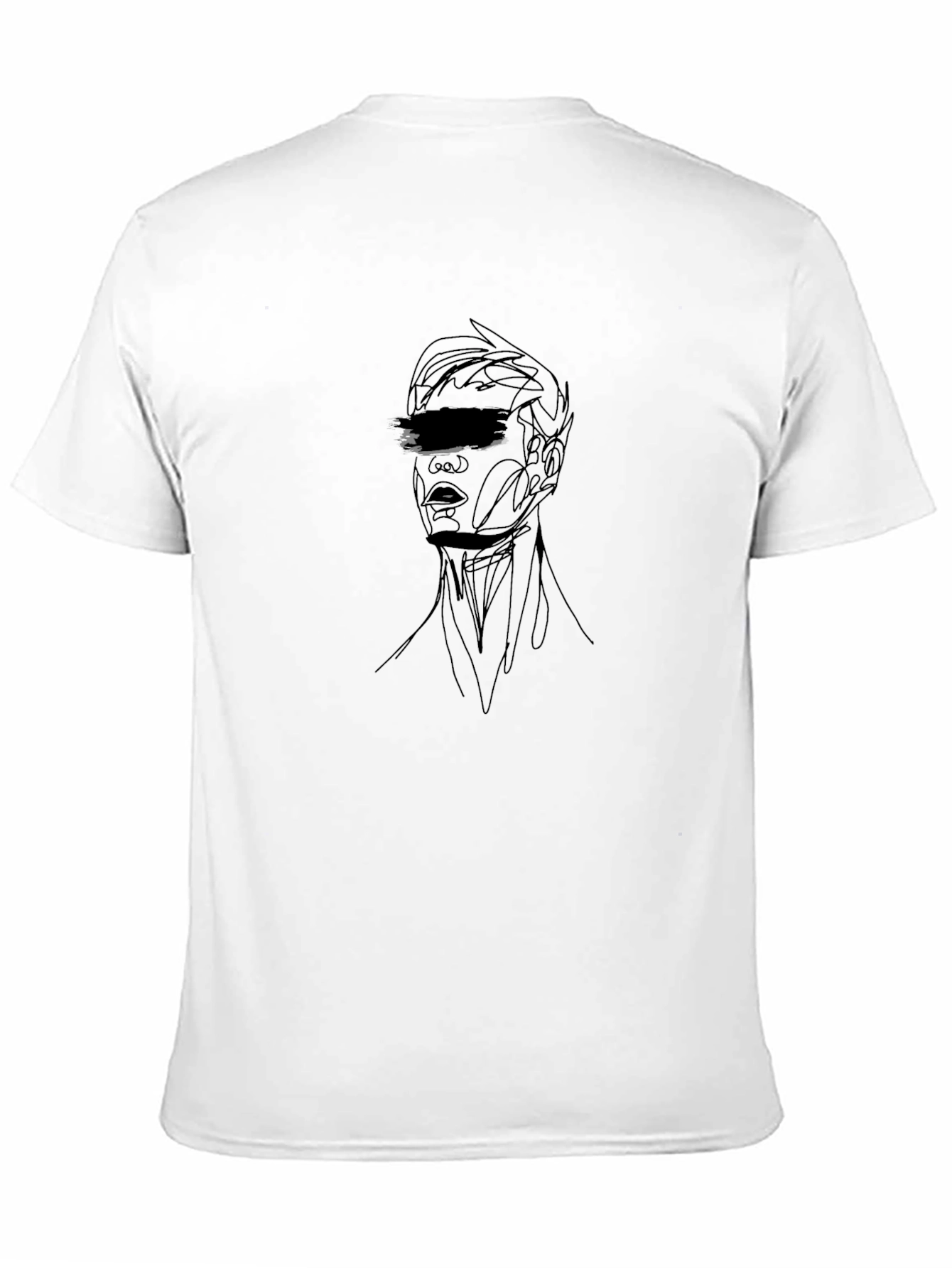 Abstract Face Line Art Black T-Shirt