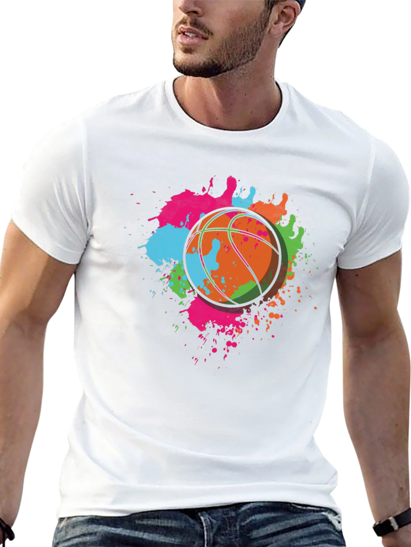 Basketball Splatter Graphic T-Shirt - Funky Streetwear