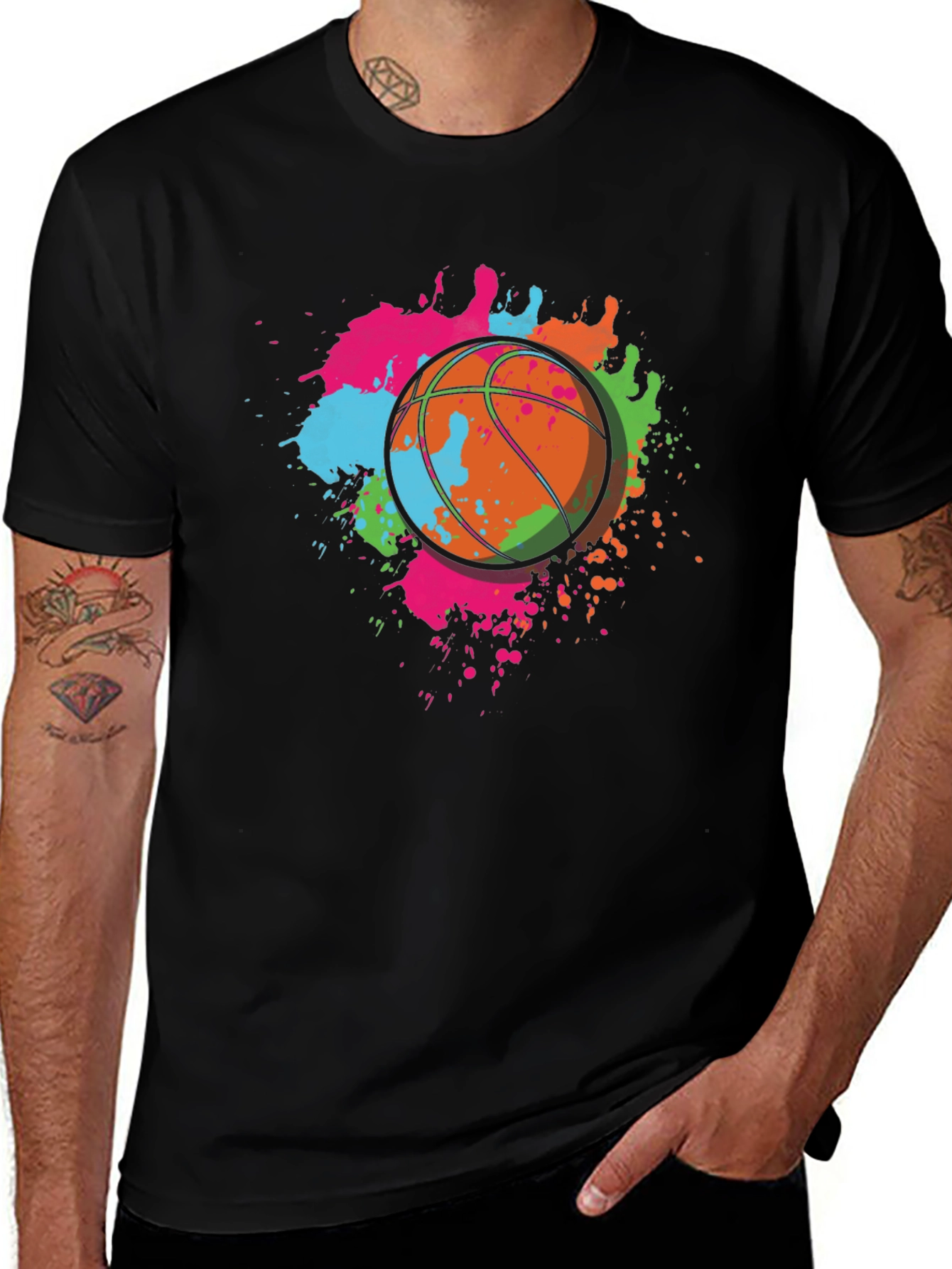 Basketball Splatter Graphic T-Shirt - Funky Streetwear