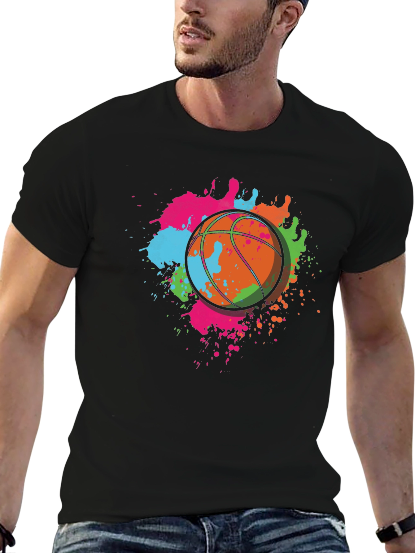 Basketball Splatter Graphic T-Shirt - Funky Streetwear