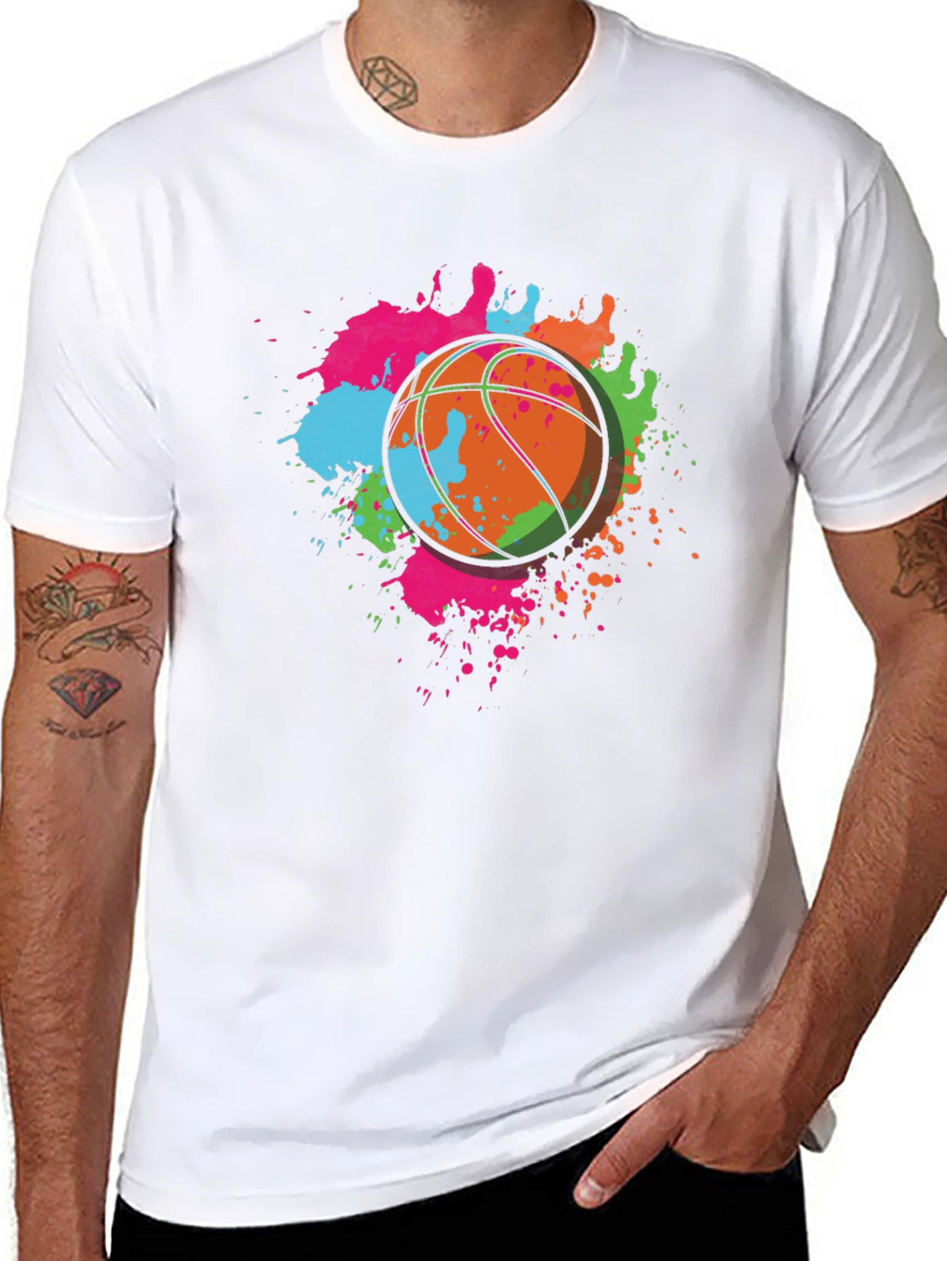 Basketball Splatter Graphic T-Shirt - Funky Streetwear