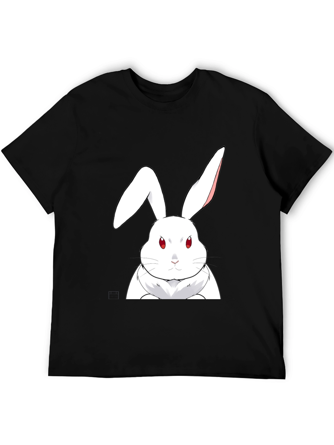 White Rabbit Graphic Tee - Black Cotton T-Shirt