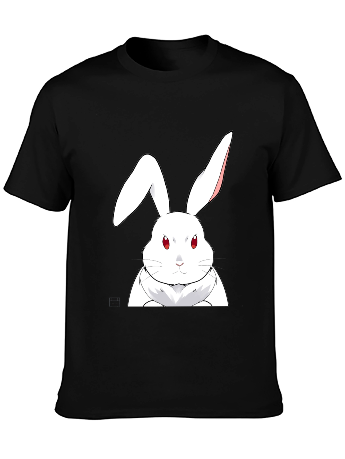 White Rabbit Graphic Tee - Black Cotton T-Shirt