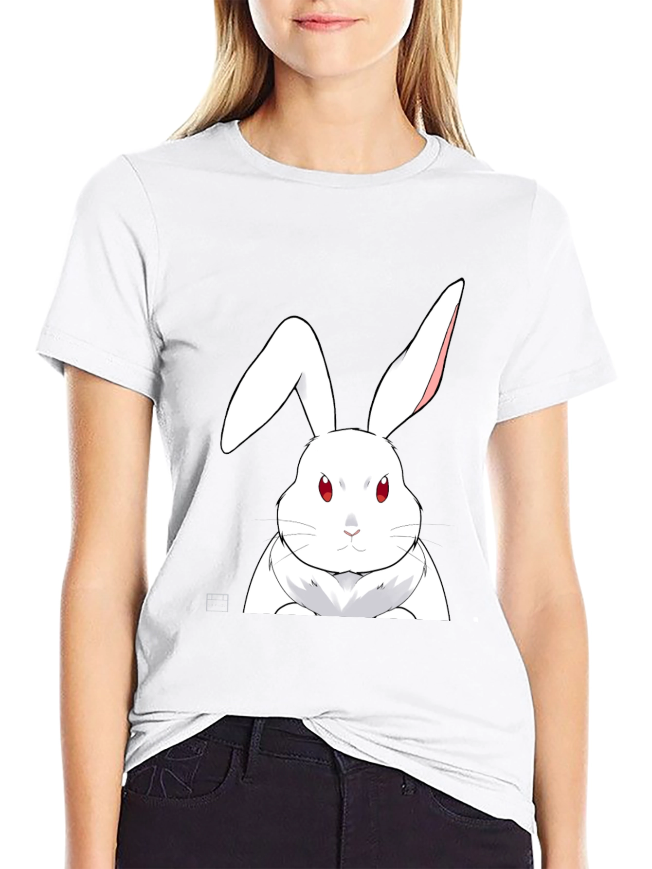 White Rabbit Graphic Tee - Black Cotton T-Shirt