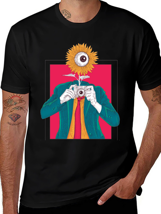 Surreal Sunflower Eye Camera Graphic Tee