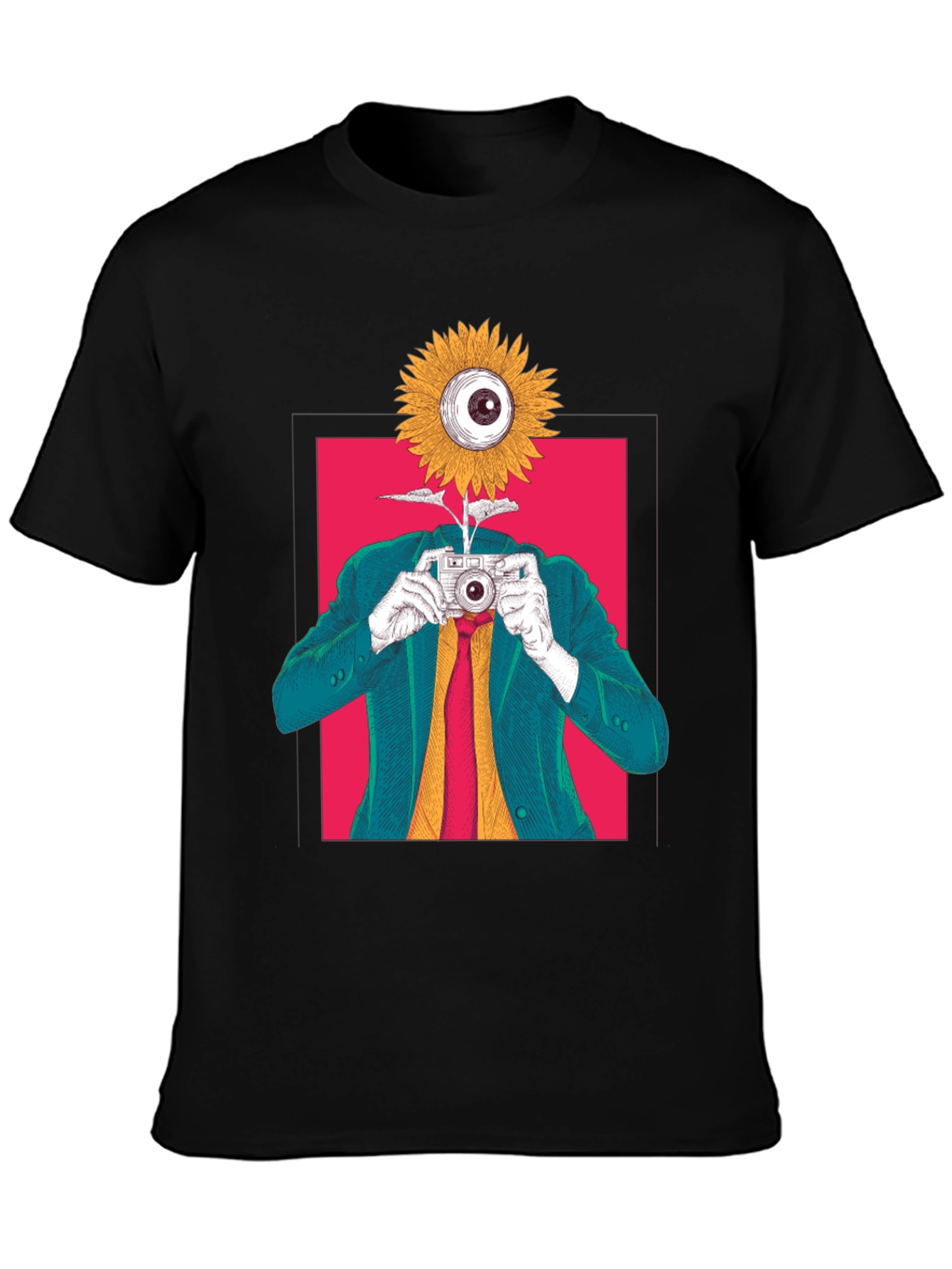 Surreal Sunflower Eye Camera Graphic Tee