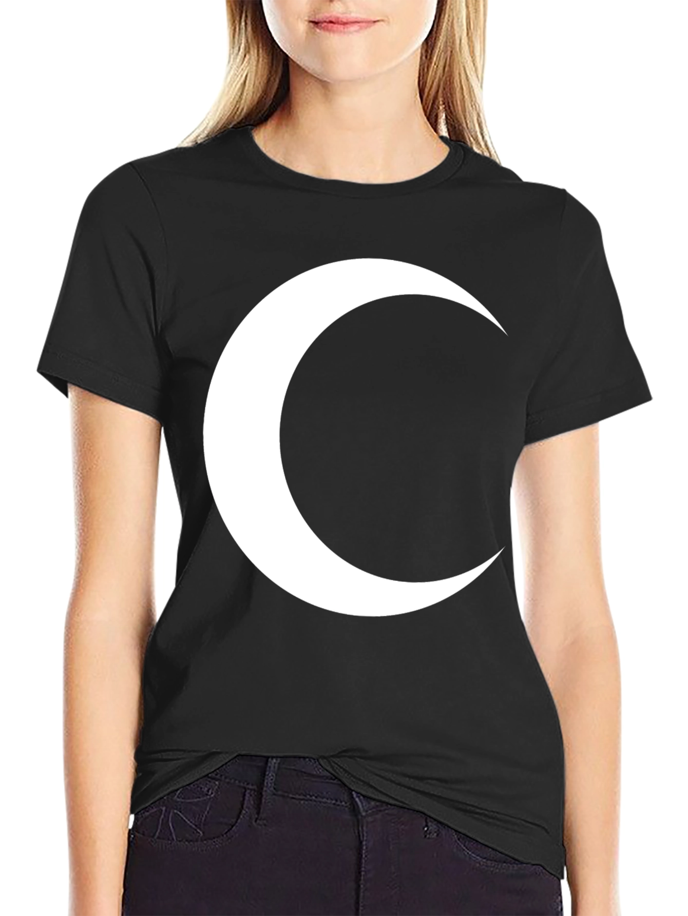 Crescent Moon Graphic T-Shirt - Modern Black Tee