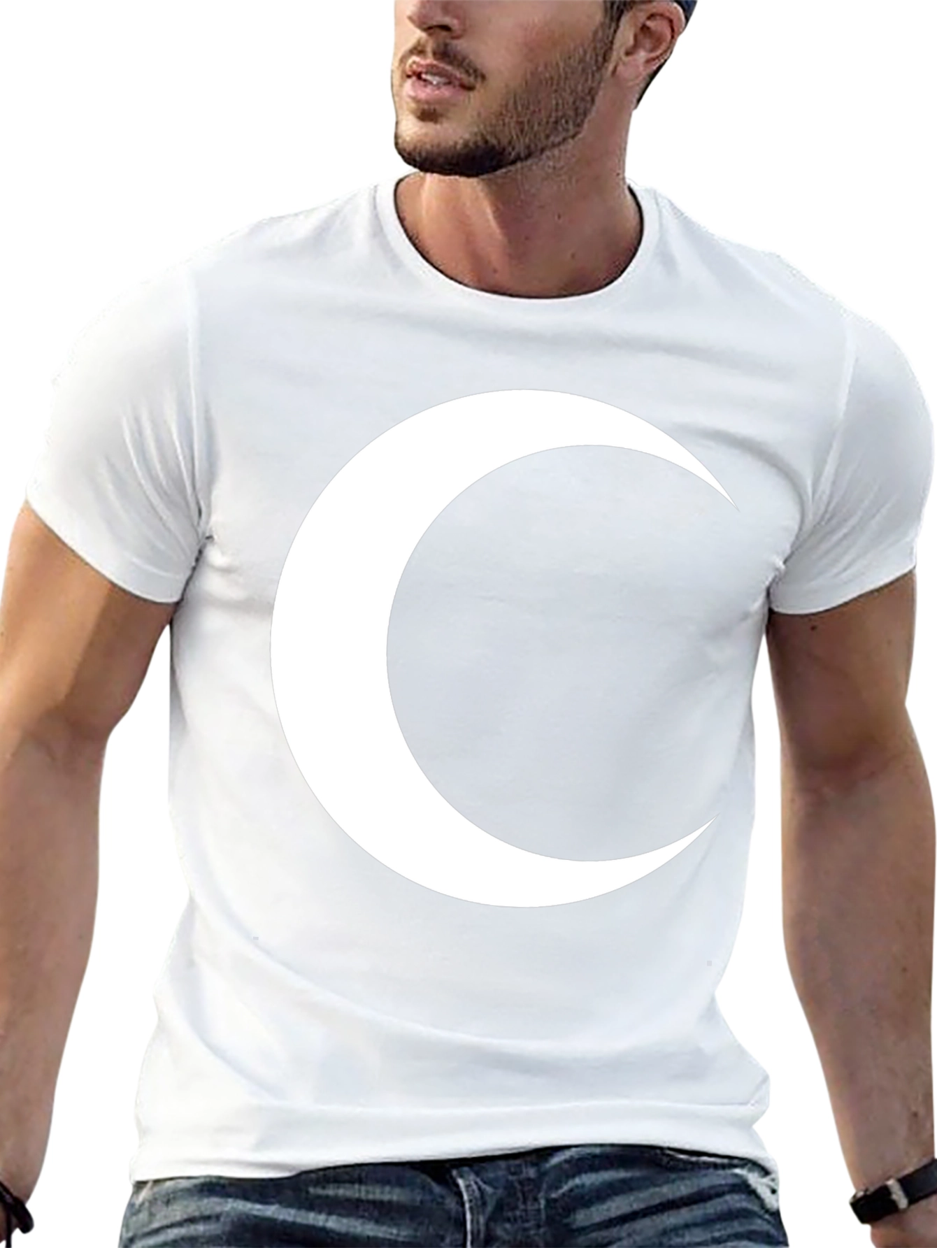 Crescent Moon Graphic T-Shirt - Modern Black Tee