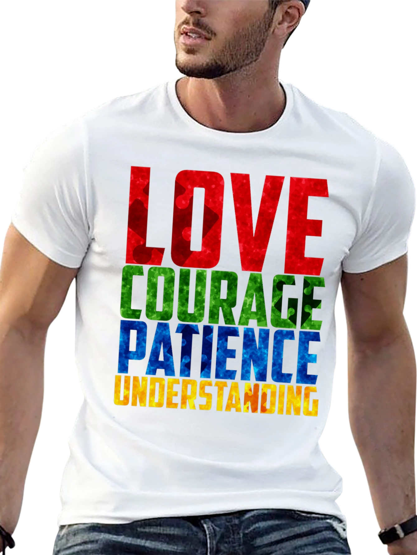 Autism Awareness T-Shirt Love Courage Patience Understanding