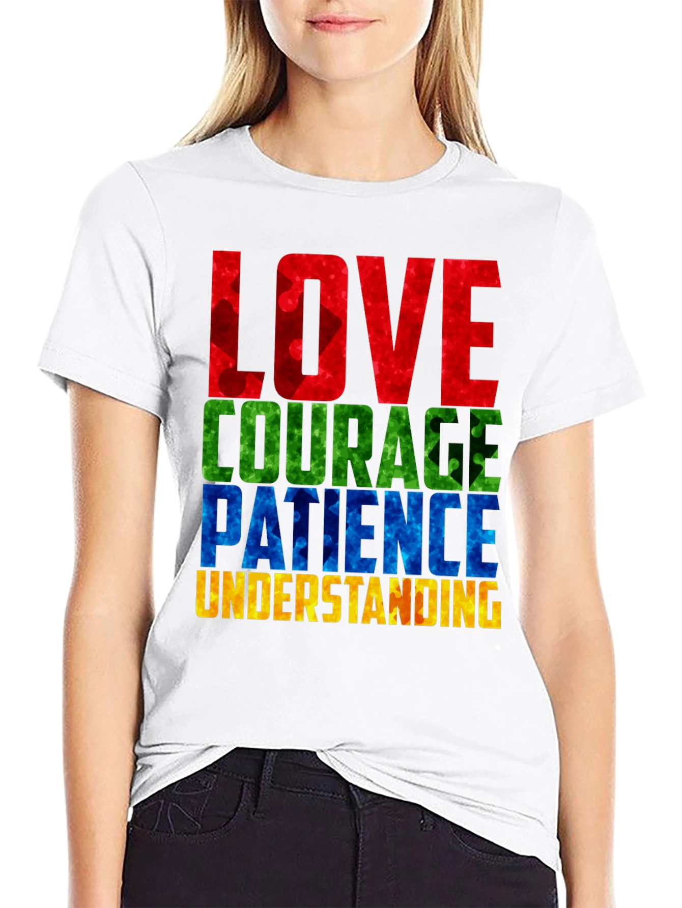 Autism Awareness T-Shirt Love Courage Patience Understanding