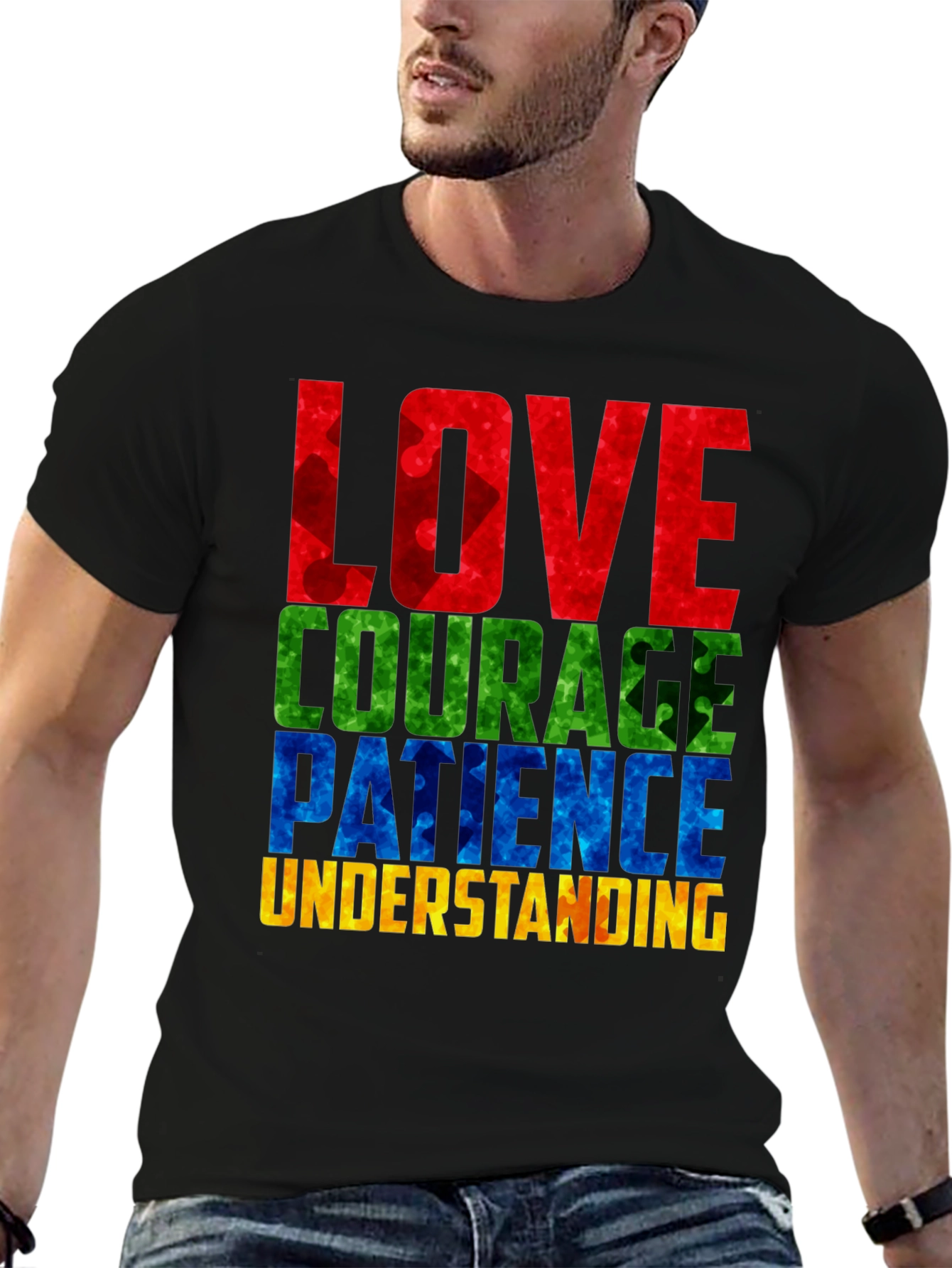 Autism Awareness T-Shirt Love Courage Patience Understanding