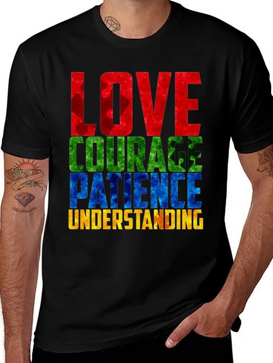 Autism Awareness T-Shirt Love Courage Patience Understanding