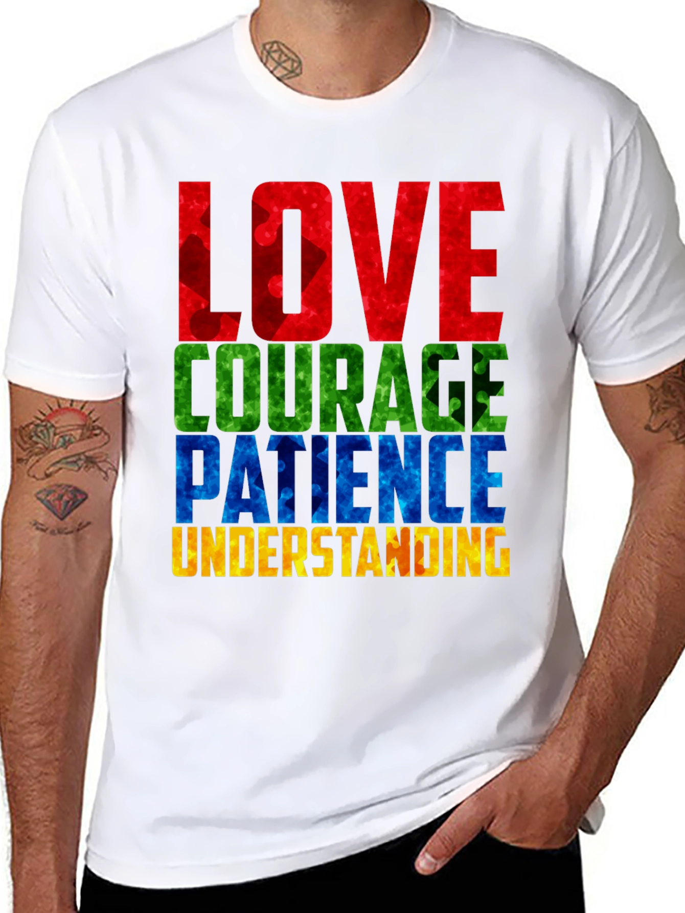 Autism Awareness T-Shirt Love Courage Patience Understanding