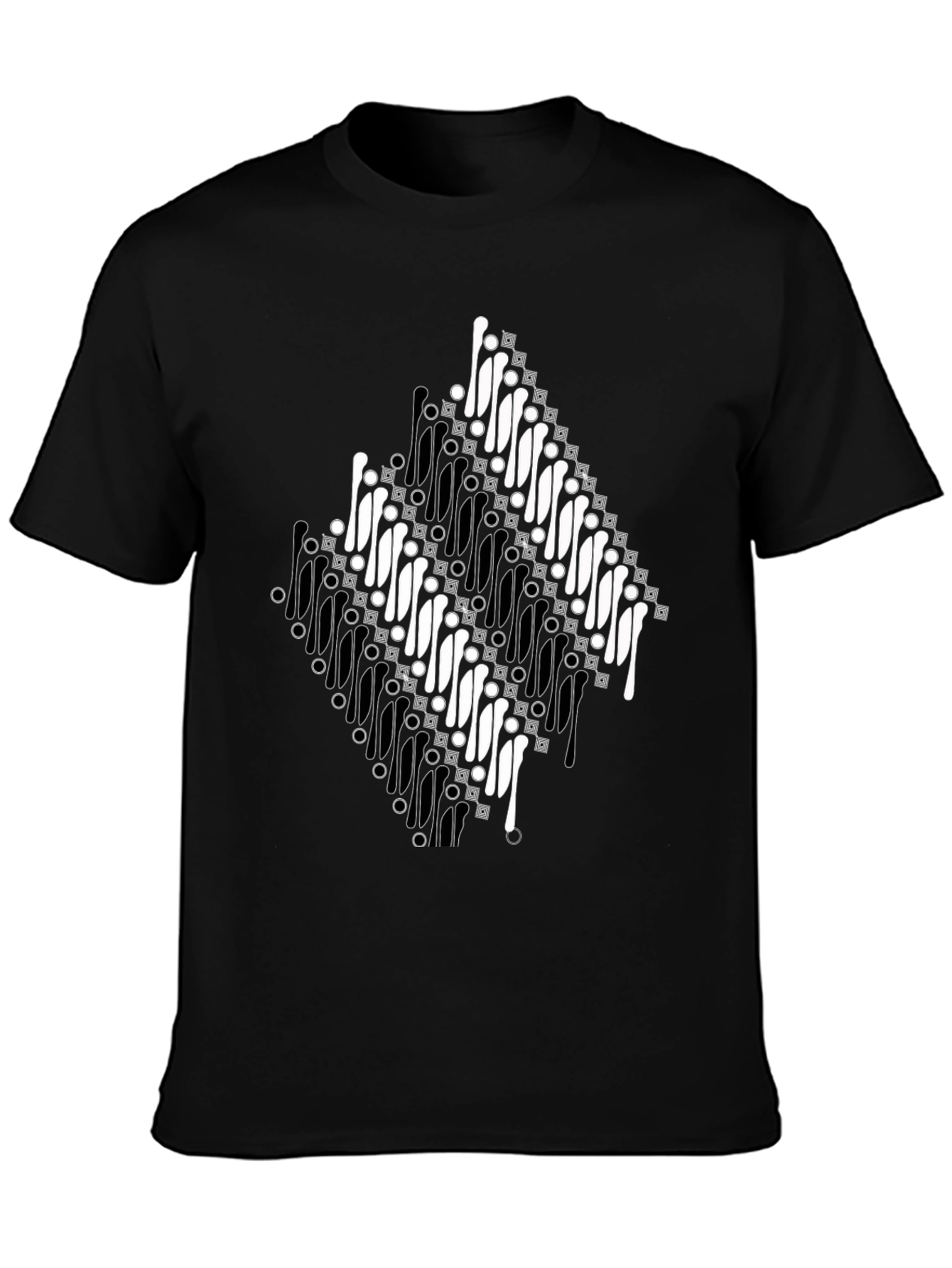 Batik Motif Black T-Shirt - Unique Traditional Design