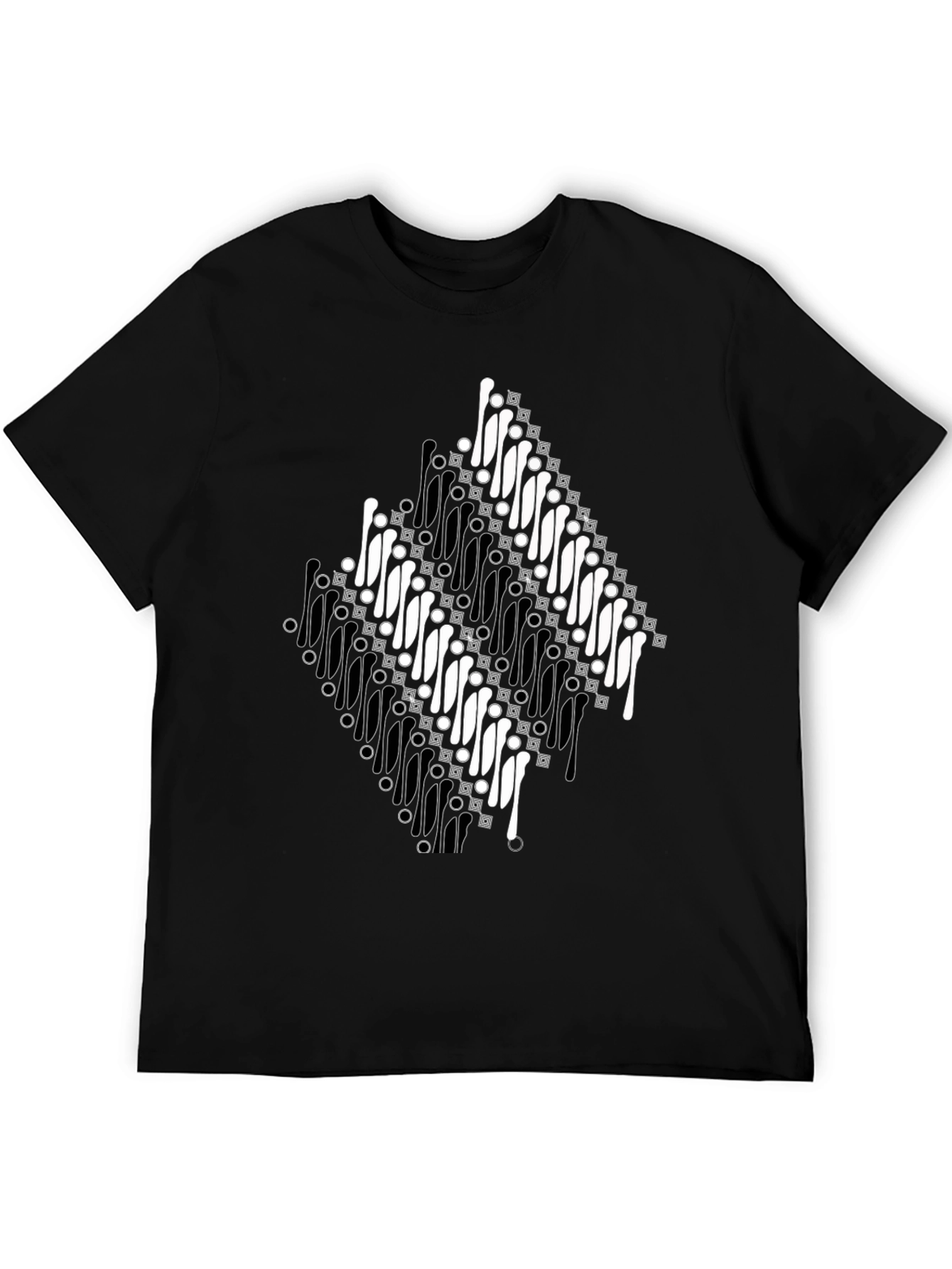 Batik Motif Black T-Shirt - Unique Traditional Design