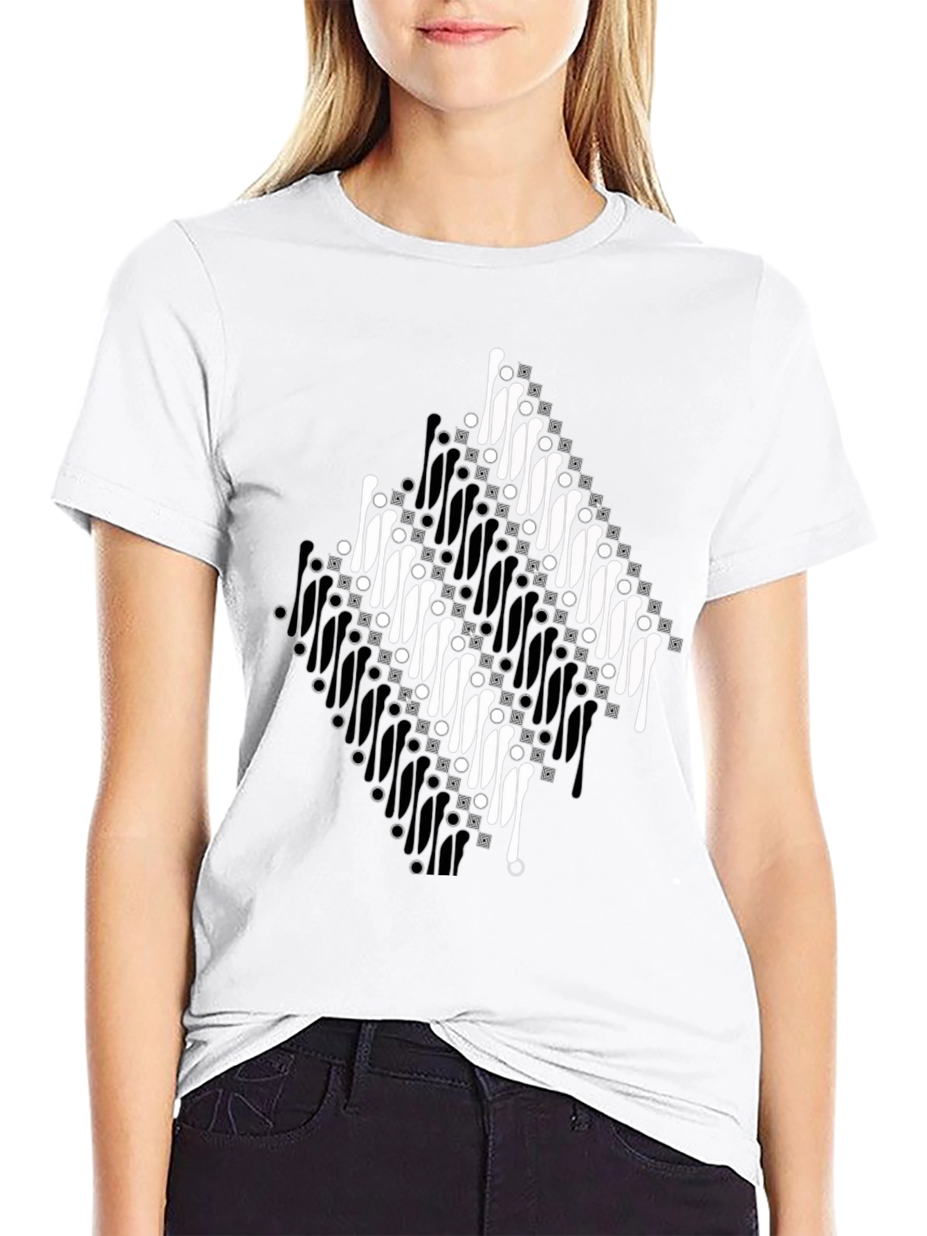 Batik Motif Black T-Shirt - Unique Traditional Design