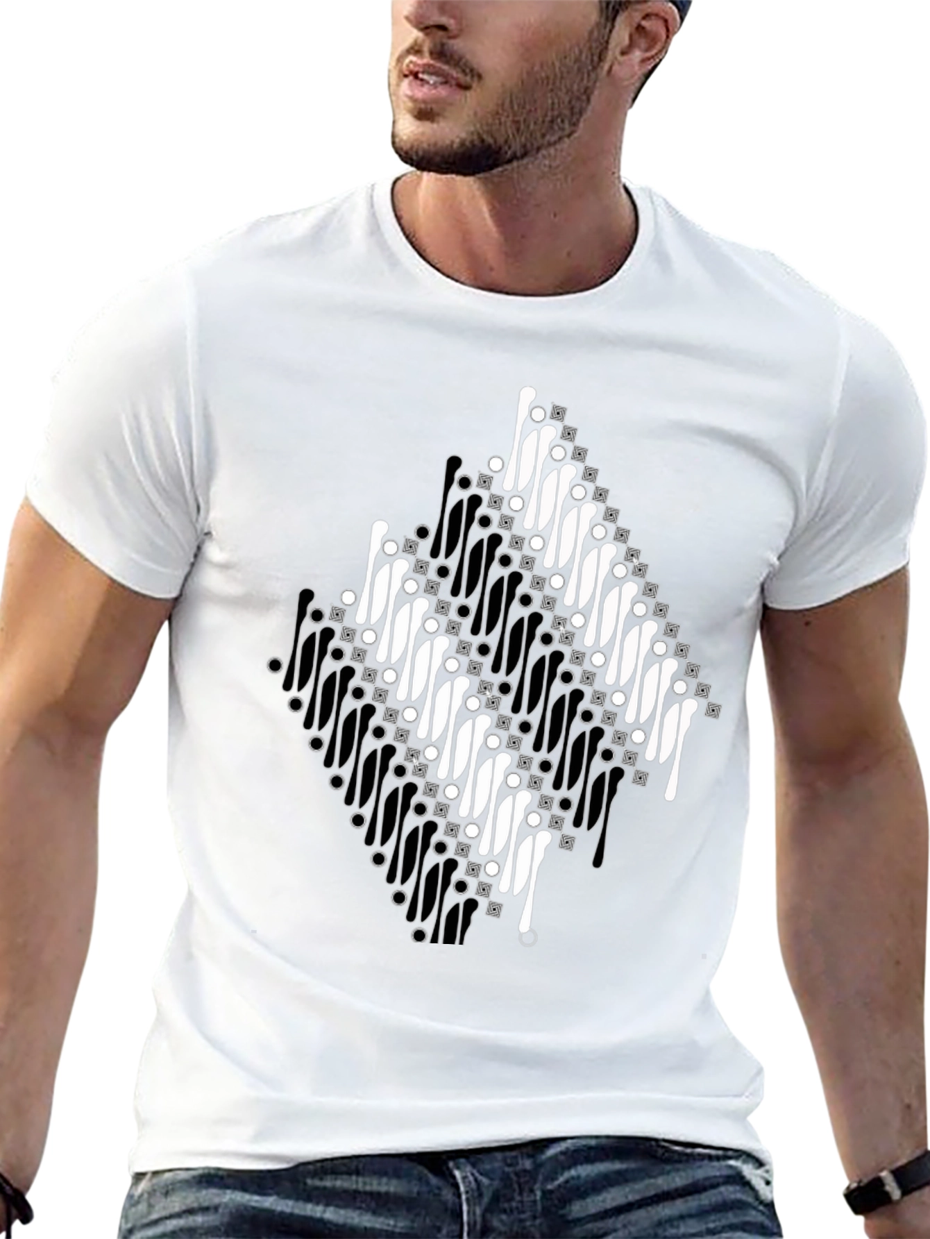 Batik Motif Black T-Shirt - Unique Traditional Design