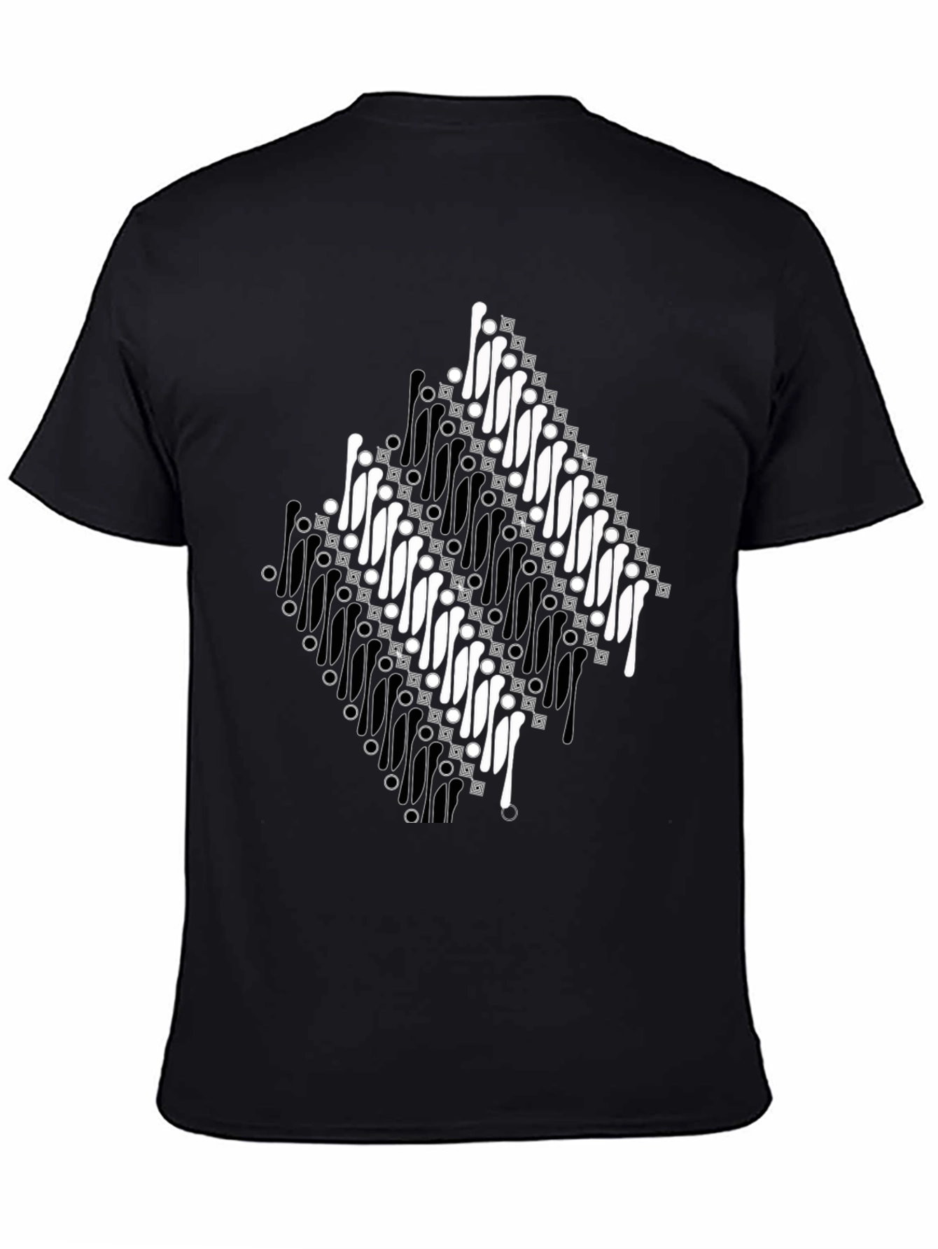 Batik Motif Black T-Shirt - Unique Traditional Design