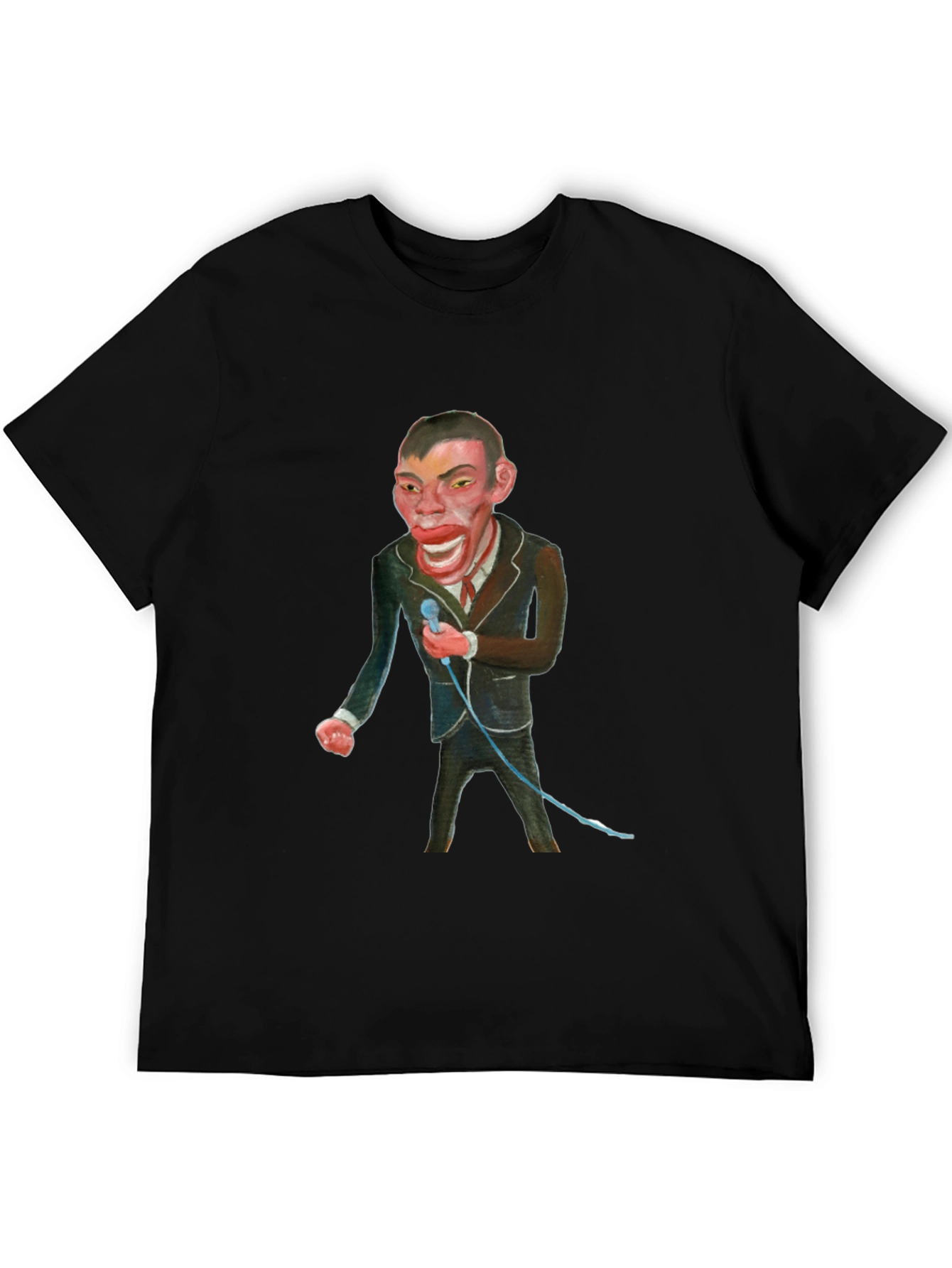 Black T-Shirt with Man Singing Graphic