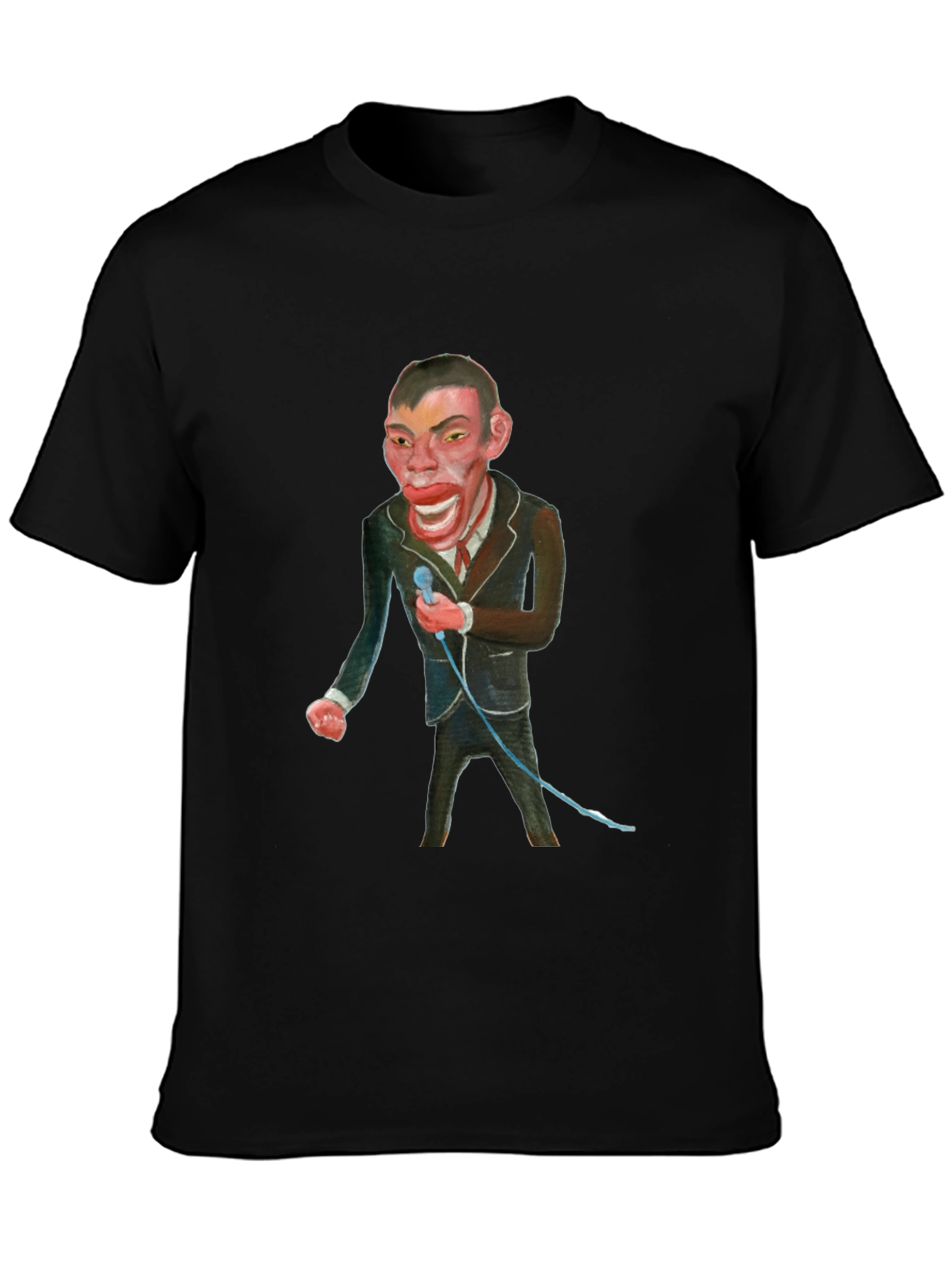 Black T-Shirt with Man Singing Graphic