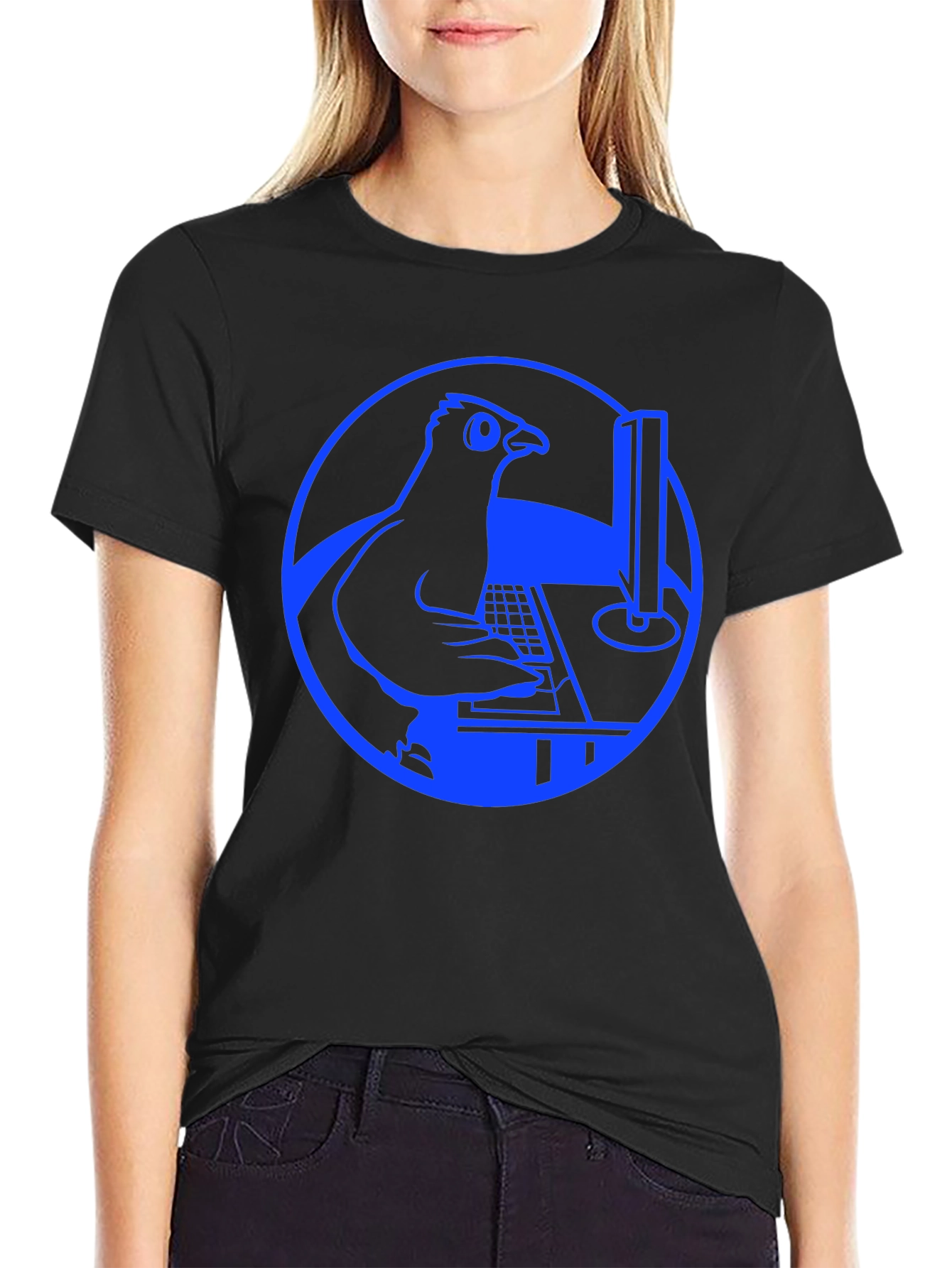 Programmer Pigeon T-Shirt - Blue Design