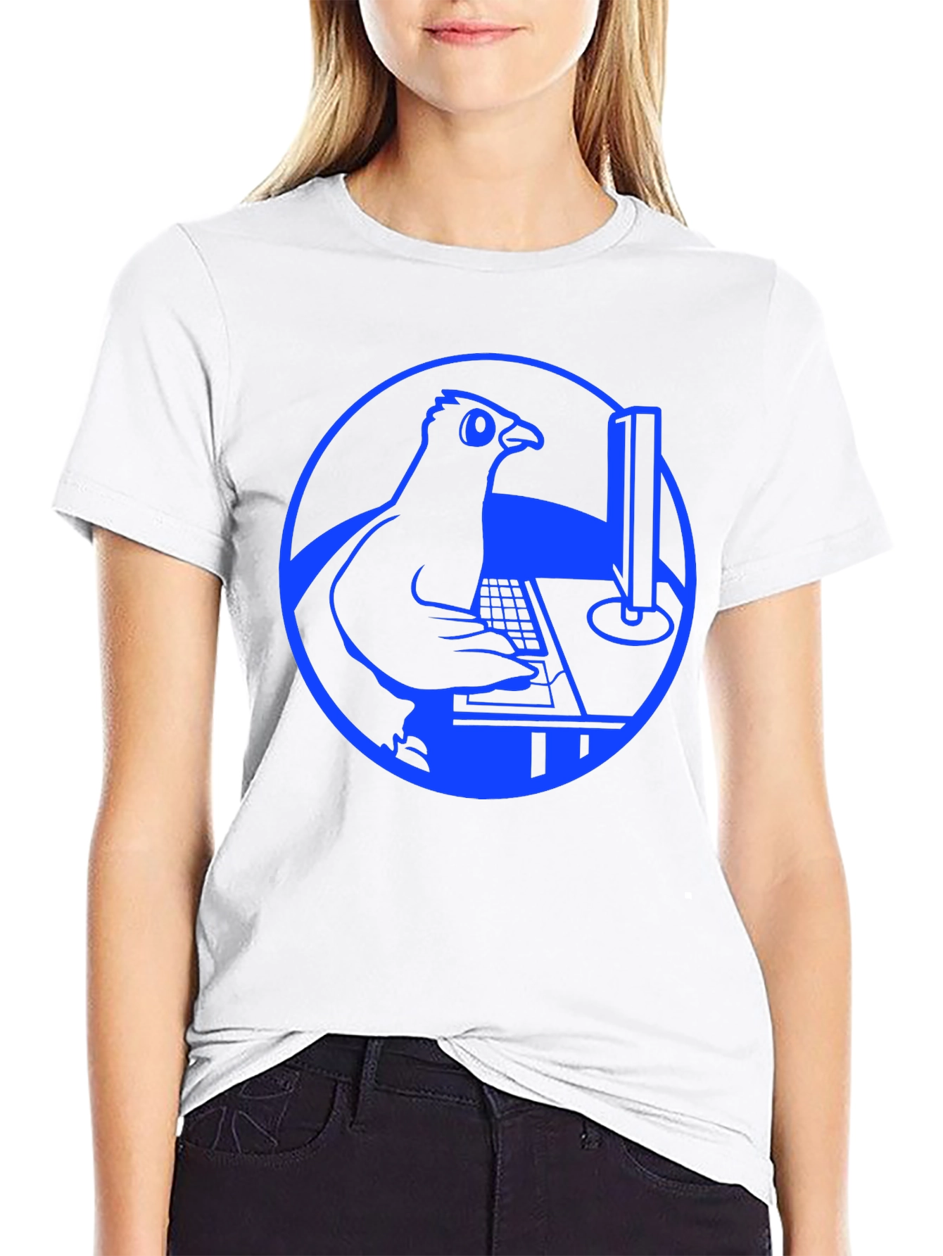 Programmer Pigeon T-Shirt - Blue Design
