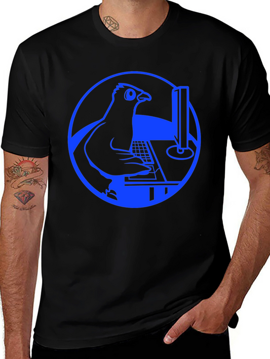 Programmer Pigeon T-Shirt - Blue Design