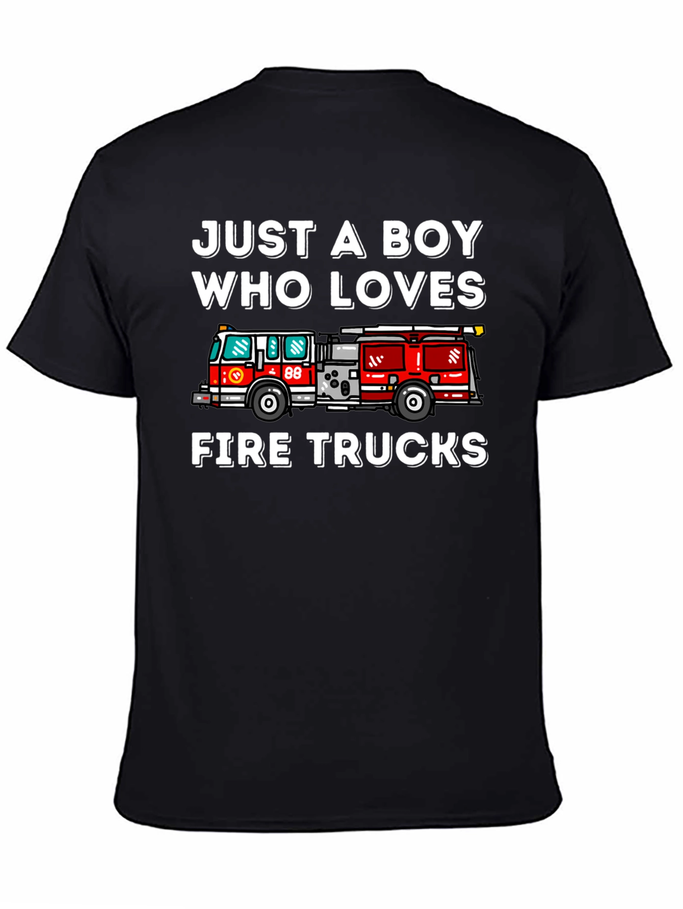 Boy Who Loves Fire Trucks Graphic T-Shirt