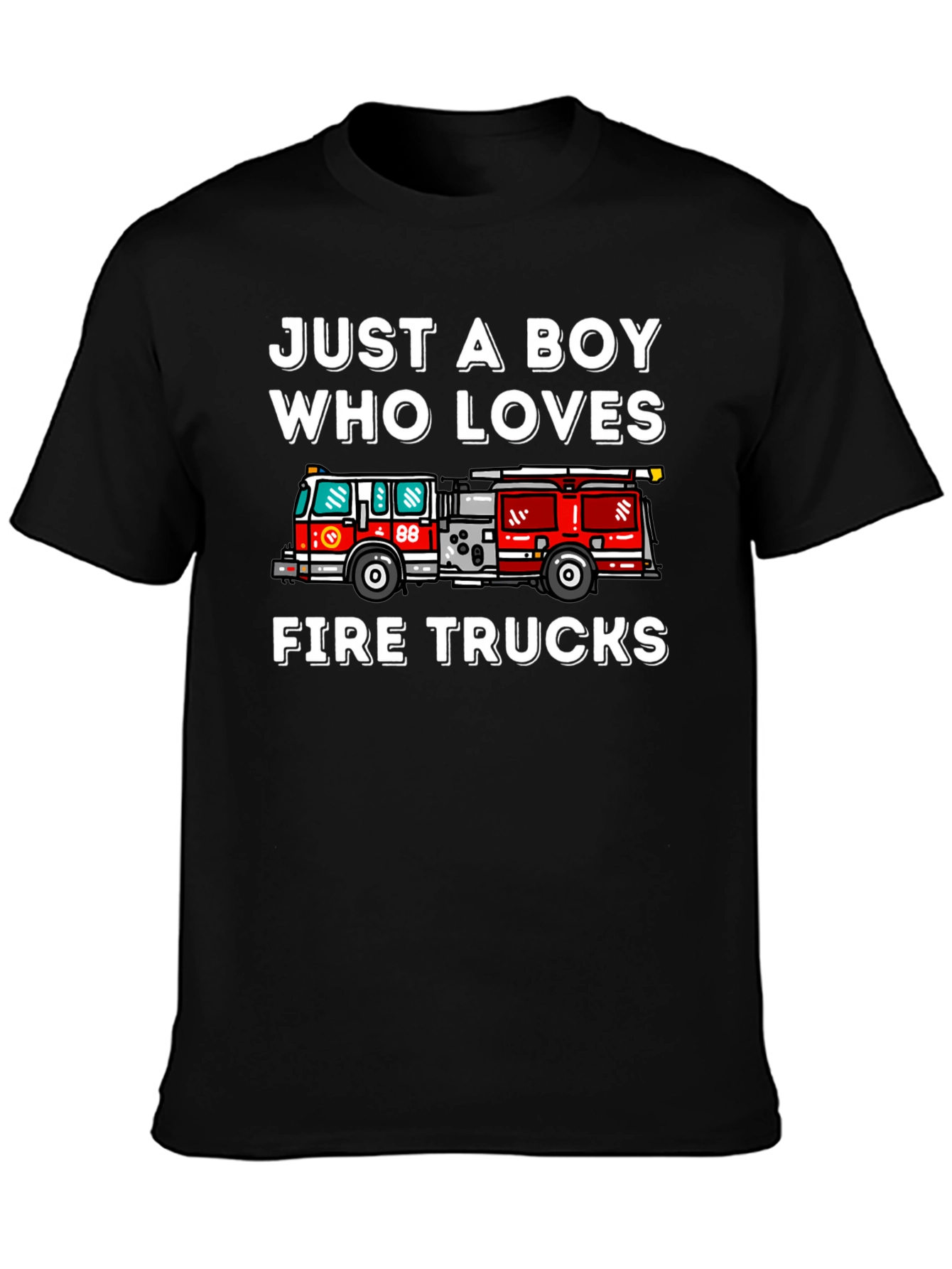 Boy Who Loves Fire Trucks Graphic T-Shirt