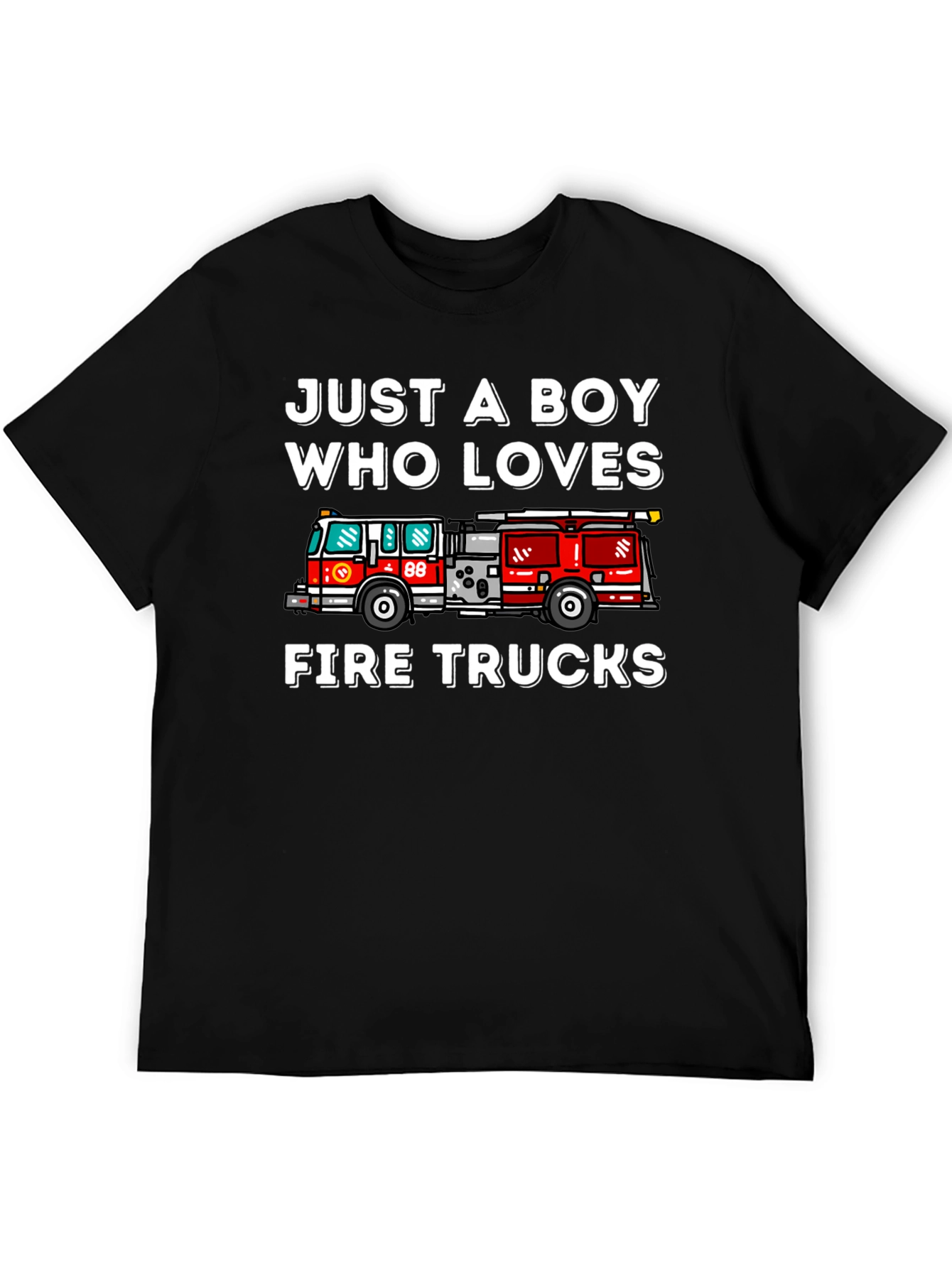 Boy Who Loves Fire Trucks Graphic T-Shirt