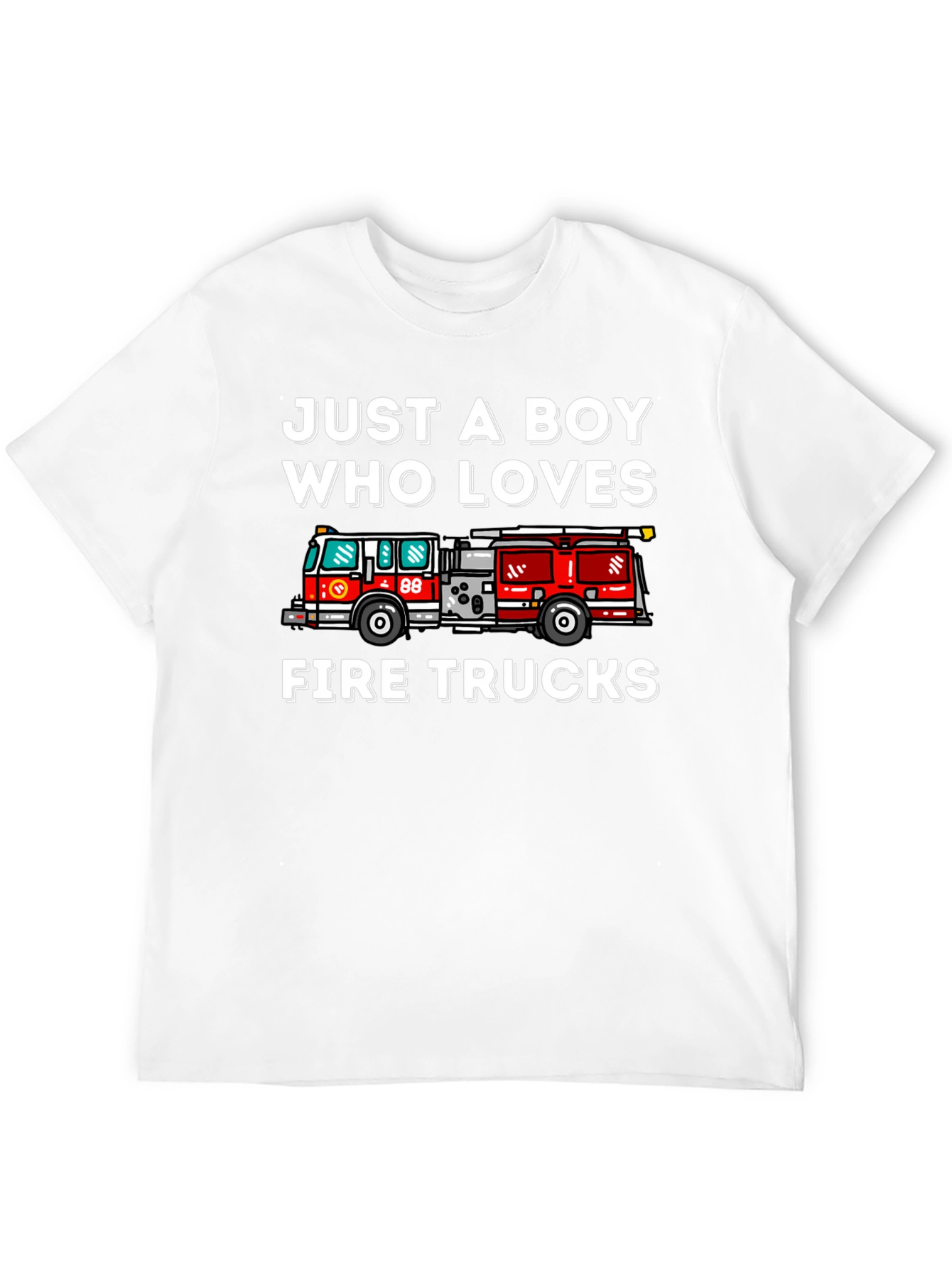 Boy Who Loves Fire Trucks Graphic T-Shirt