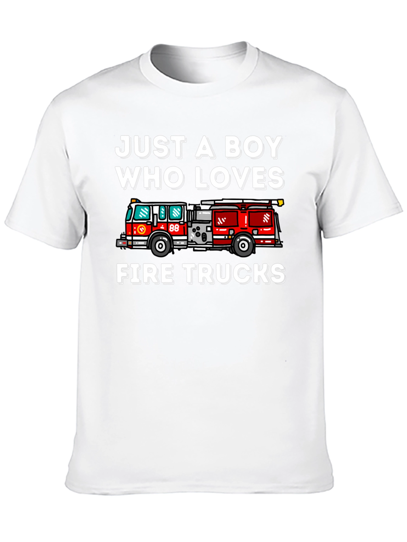 Boy Who Loves Fire Trucks Graphic T-Shirt