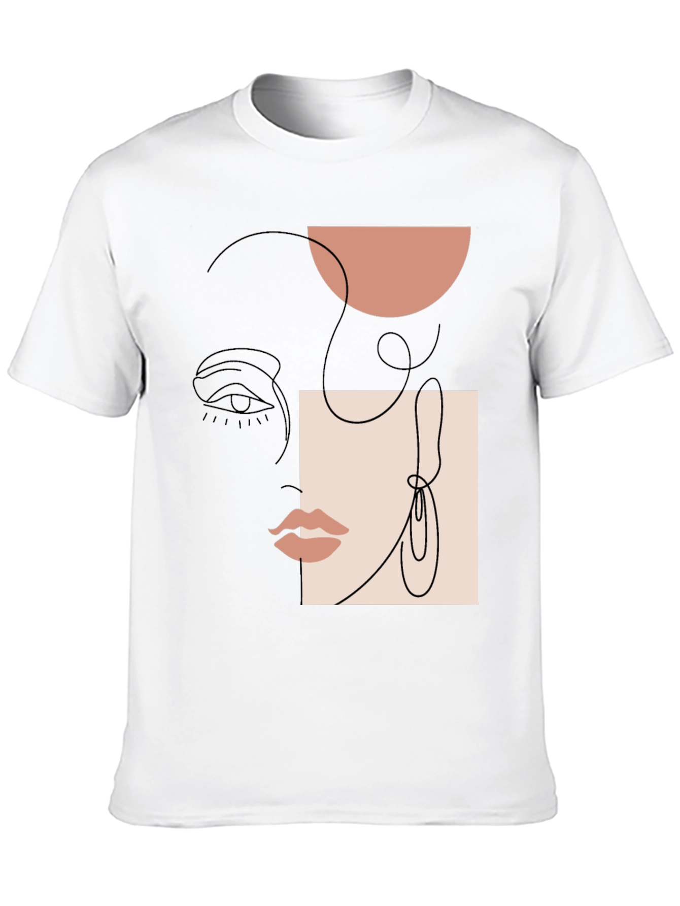 Abstract Face Line Art Graphic Tee - Unisex Casual