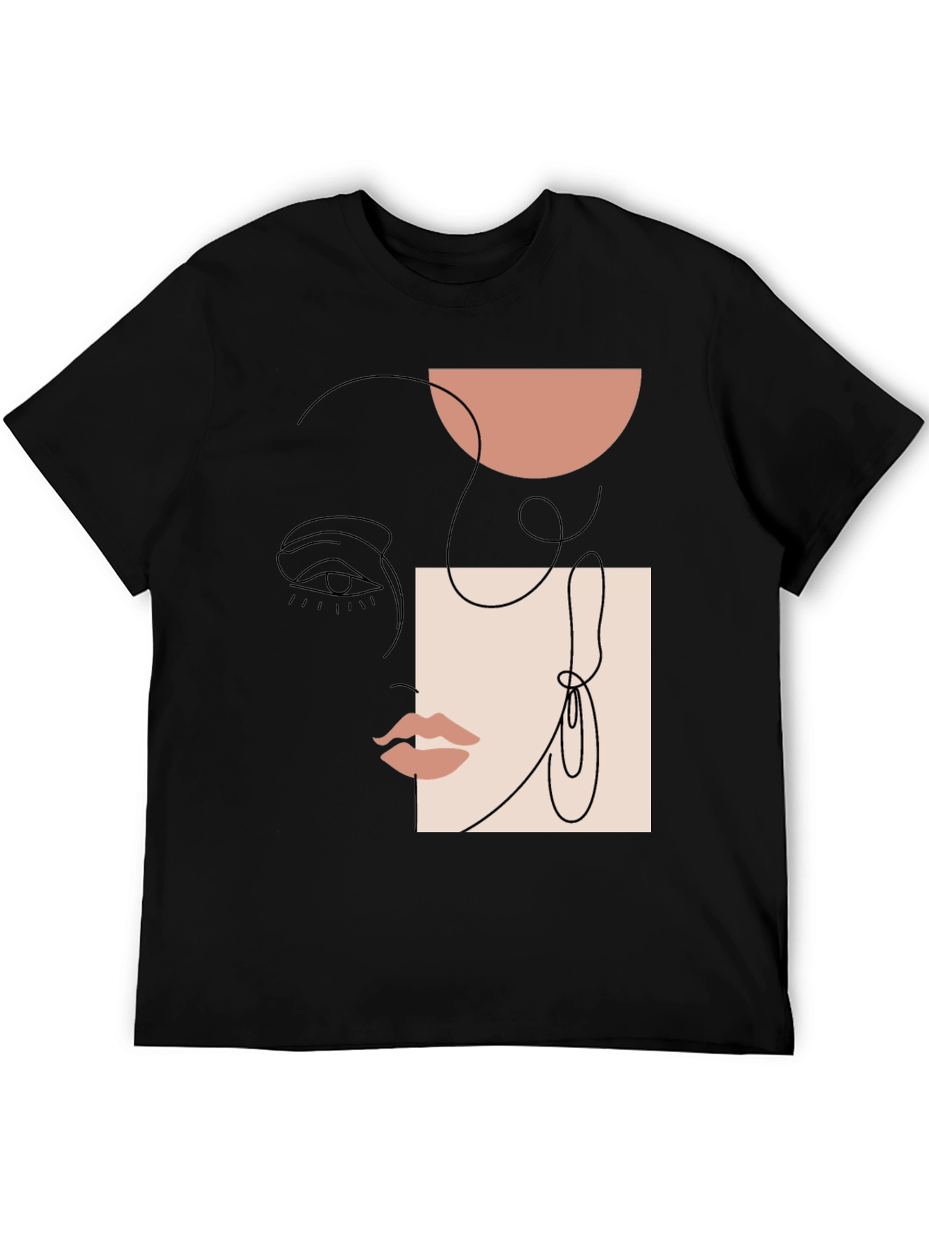Abstract Face Line Art Graphic Tee - Unisex Casual