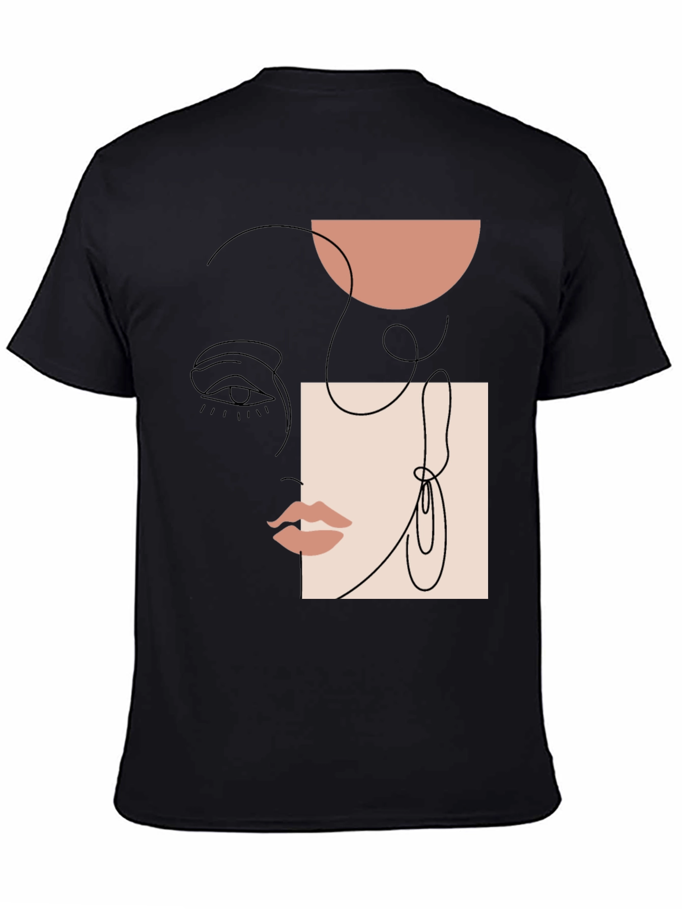 Abstract Face Line Art Graphic Tee - Unisex Casual