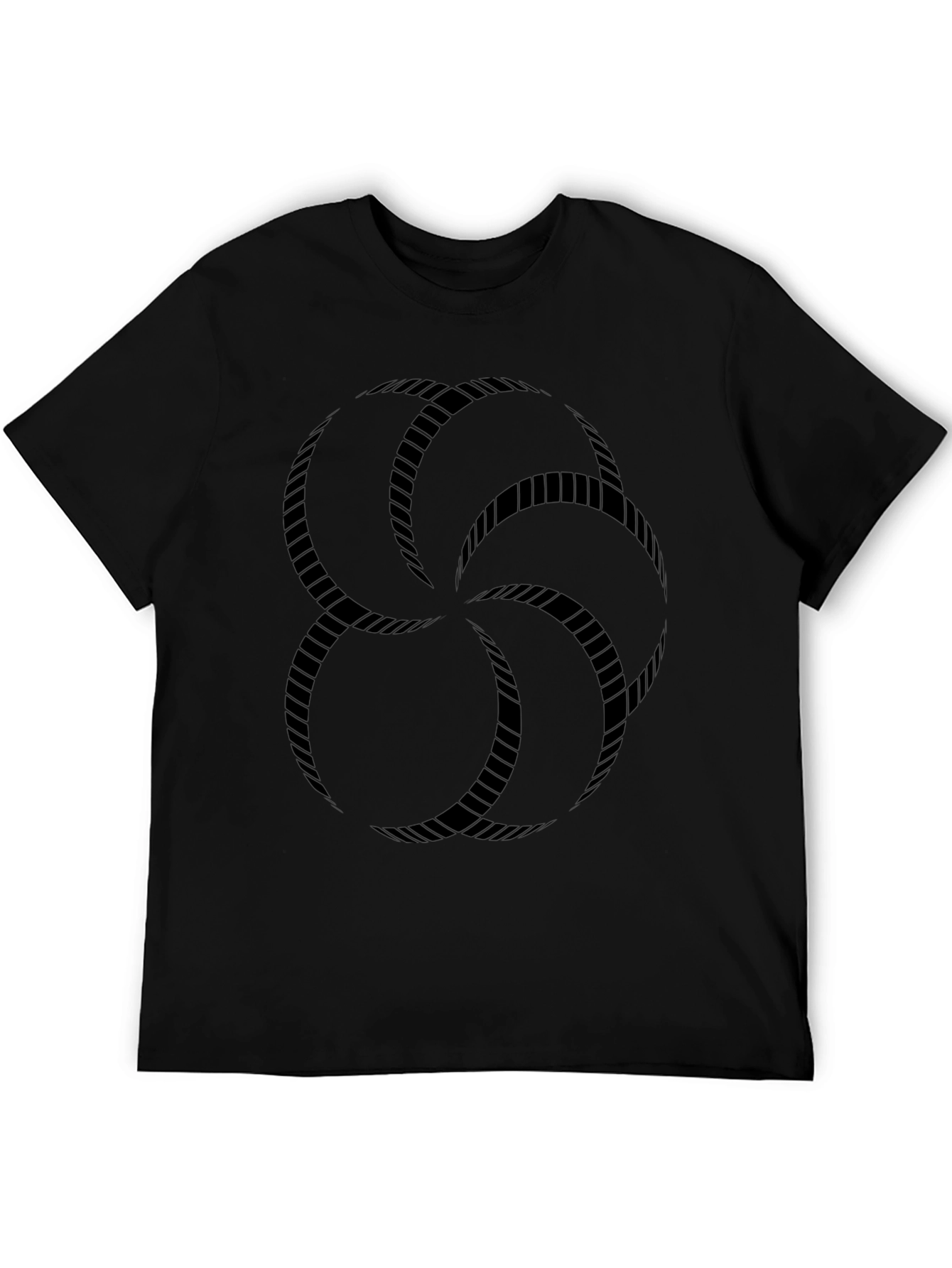 Black Graphic Tee - Geometric Rope Design