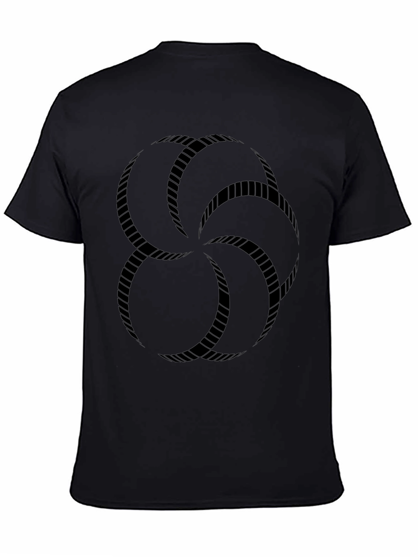 Black Graphic Tee - Geometric Rope Design
