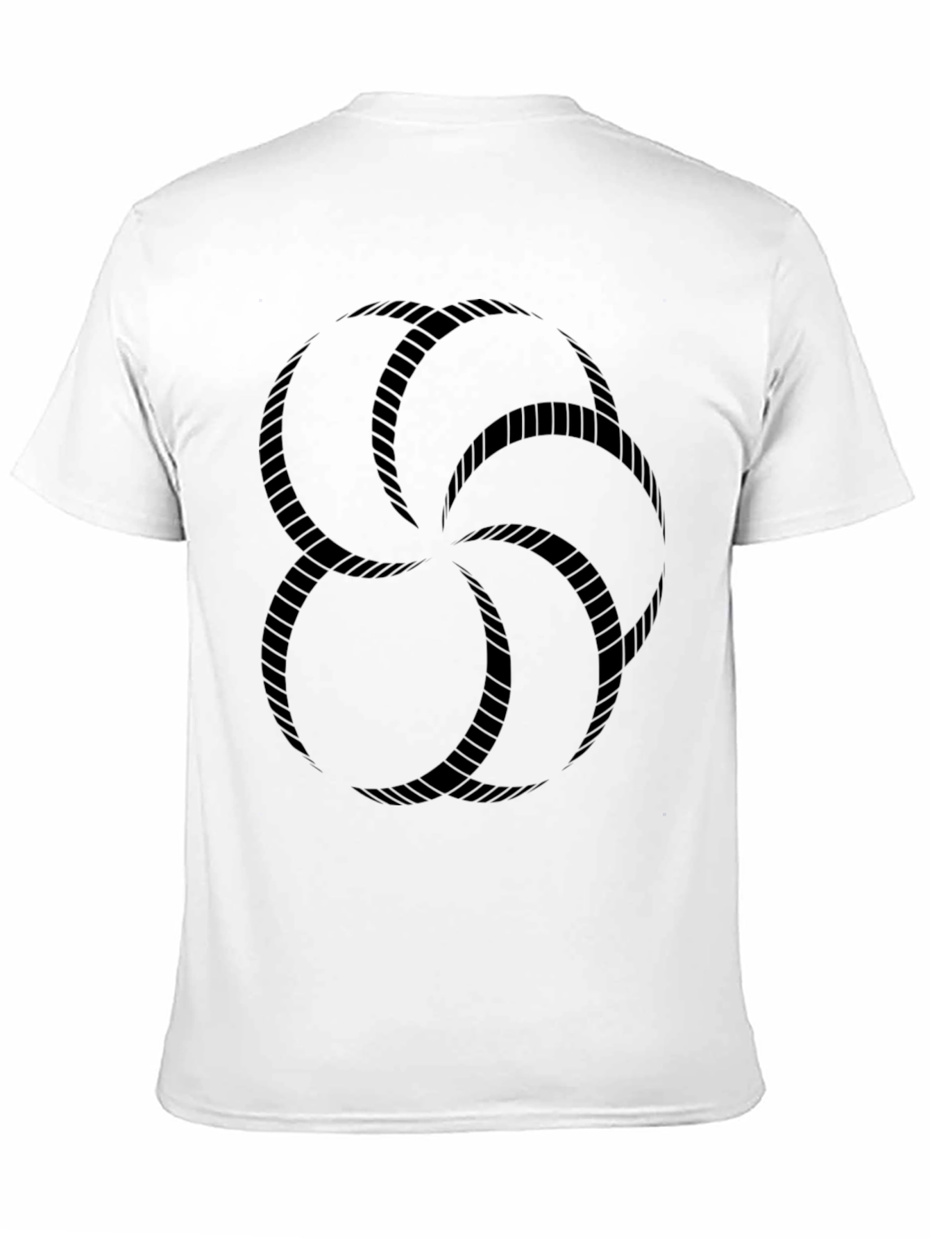 Black Graphic Tee - Geometric Rope Design