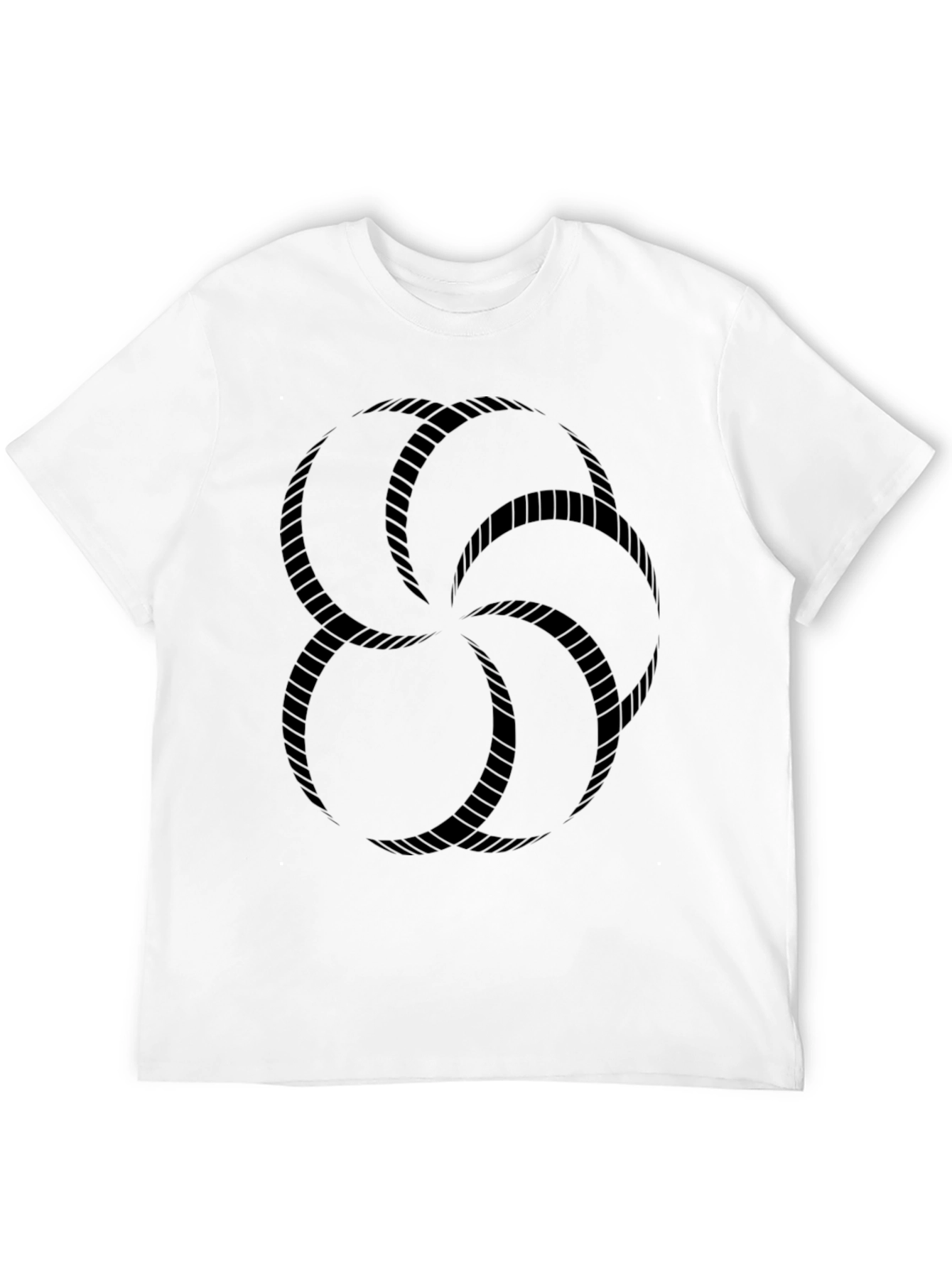 Black Graphic Tee - Geometric Rope Design