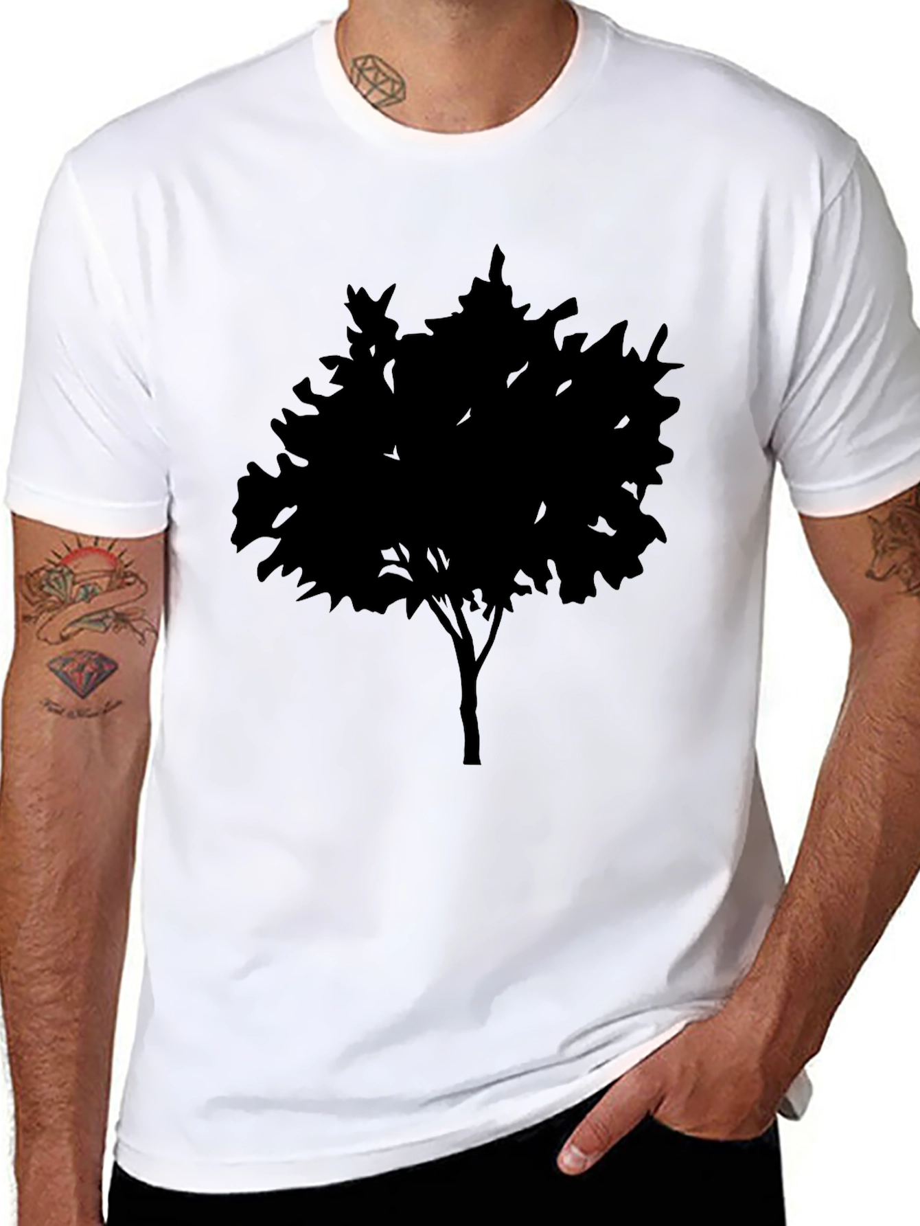 Black Tree Graphic Tee - Nature Inspired Casual Wear