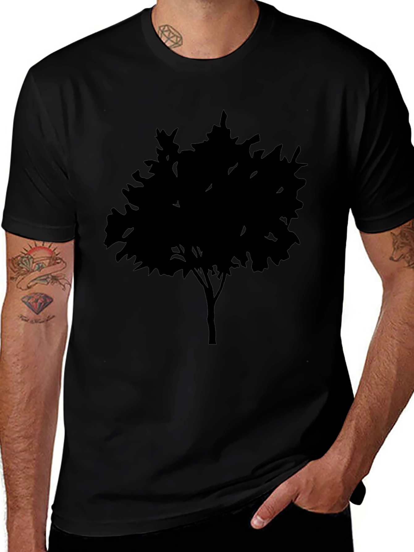 Black Tree Graphic Tee - Nature Inspired Casual Wear
