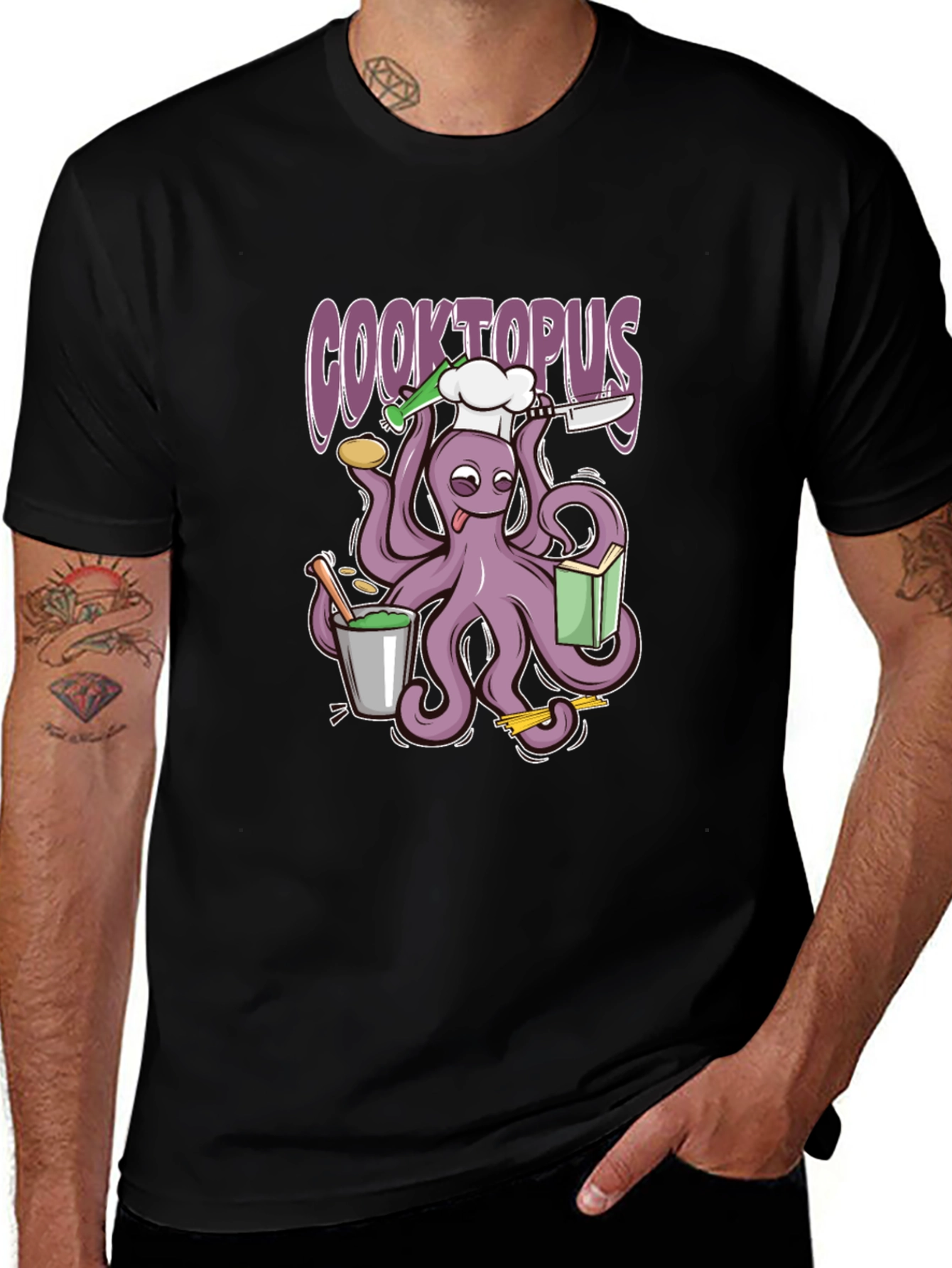 Cooktopus Graphic T-Shirt - Culinary Octopus Tee
