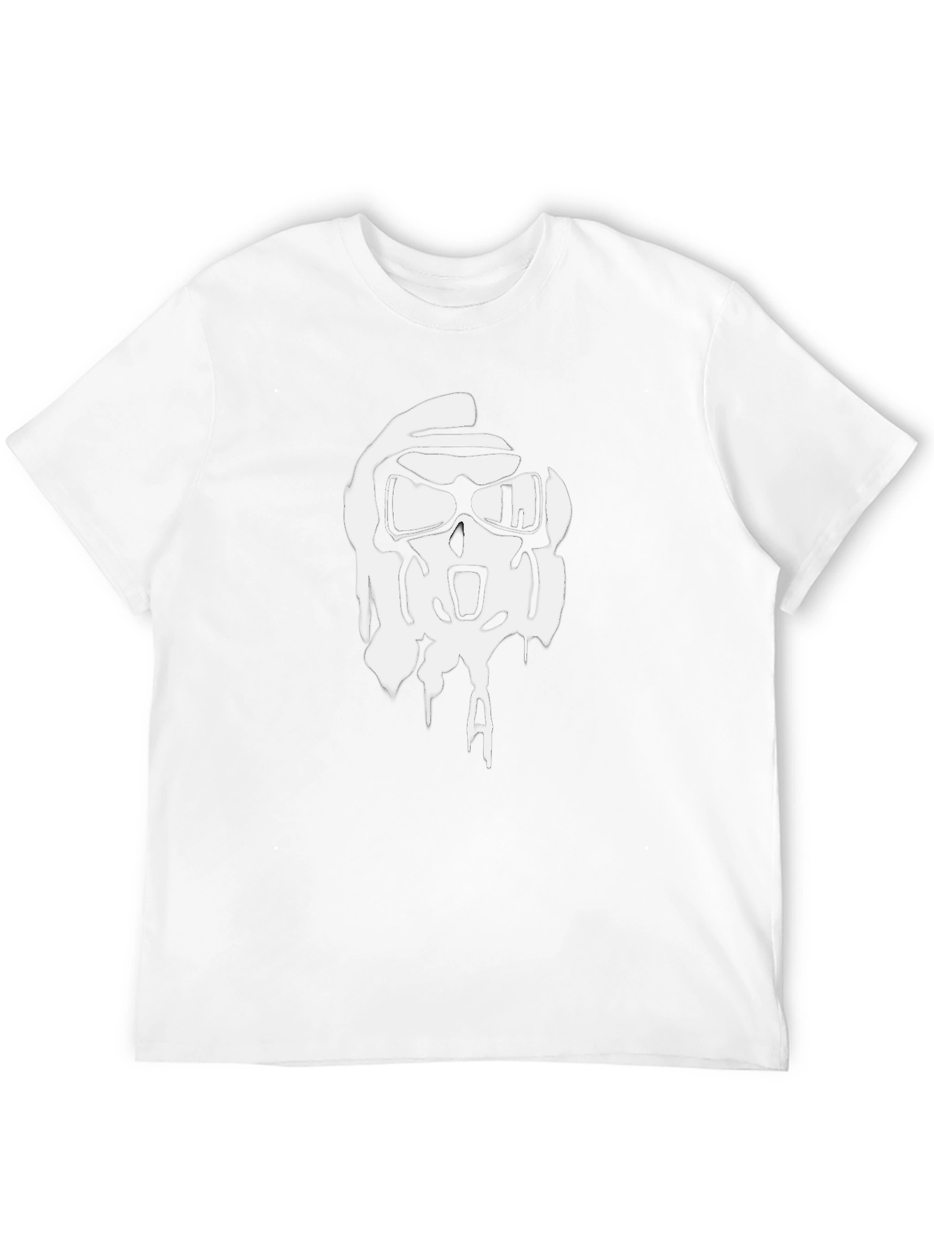 Black T-Shirt with White Graphic Skull Design