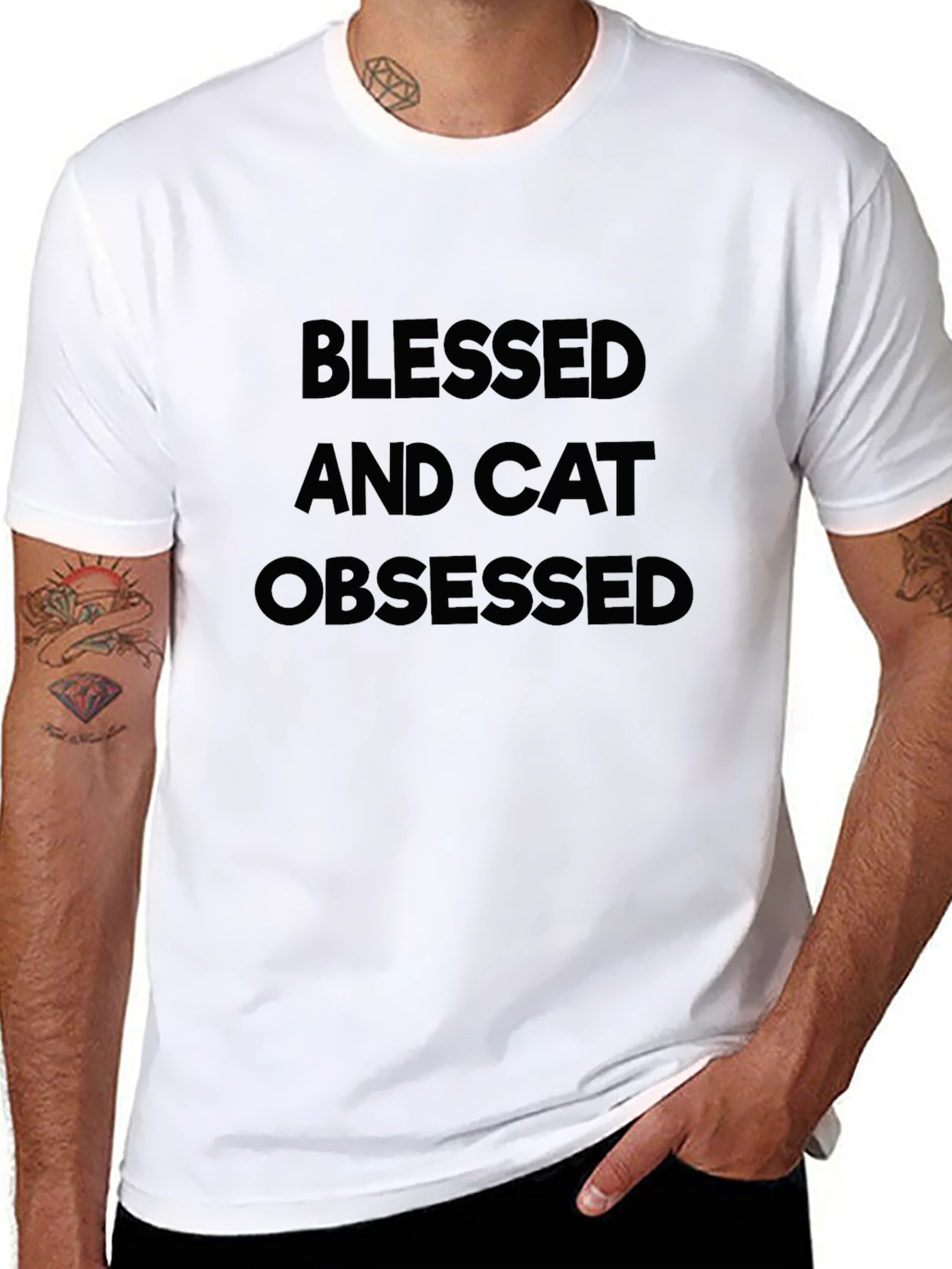 Blessed and Cat Obsessed Black T-Shirt