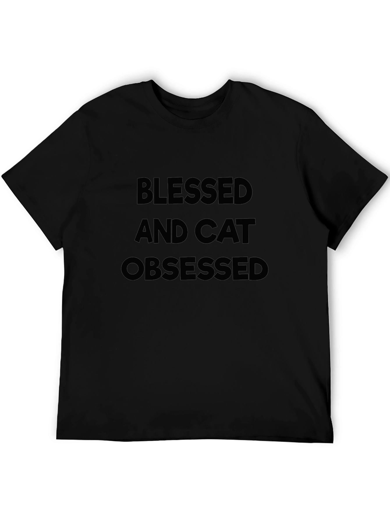 Blessed and Cat Obsessed Black T-Shirt