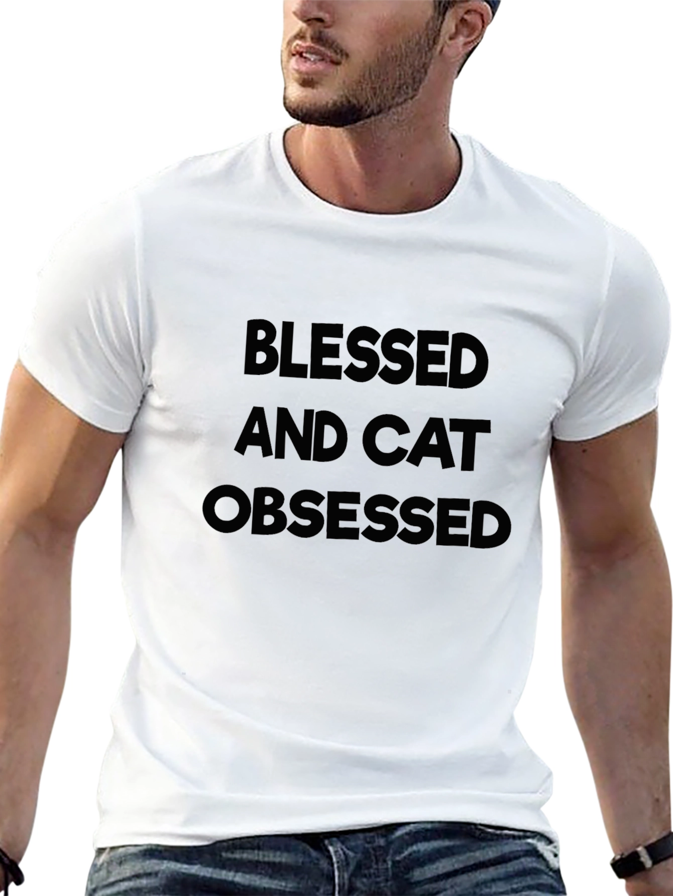 Blessed and Cat Obsessed Black T-Shirt