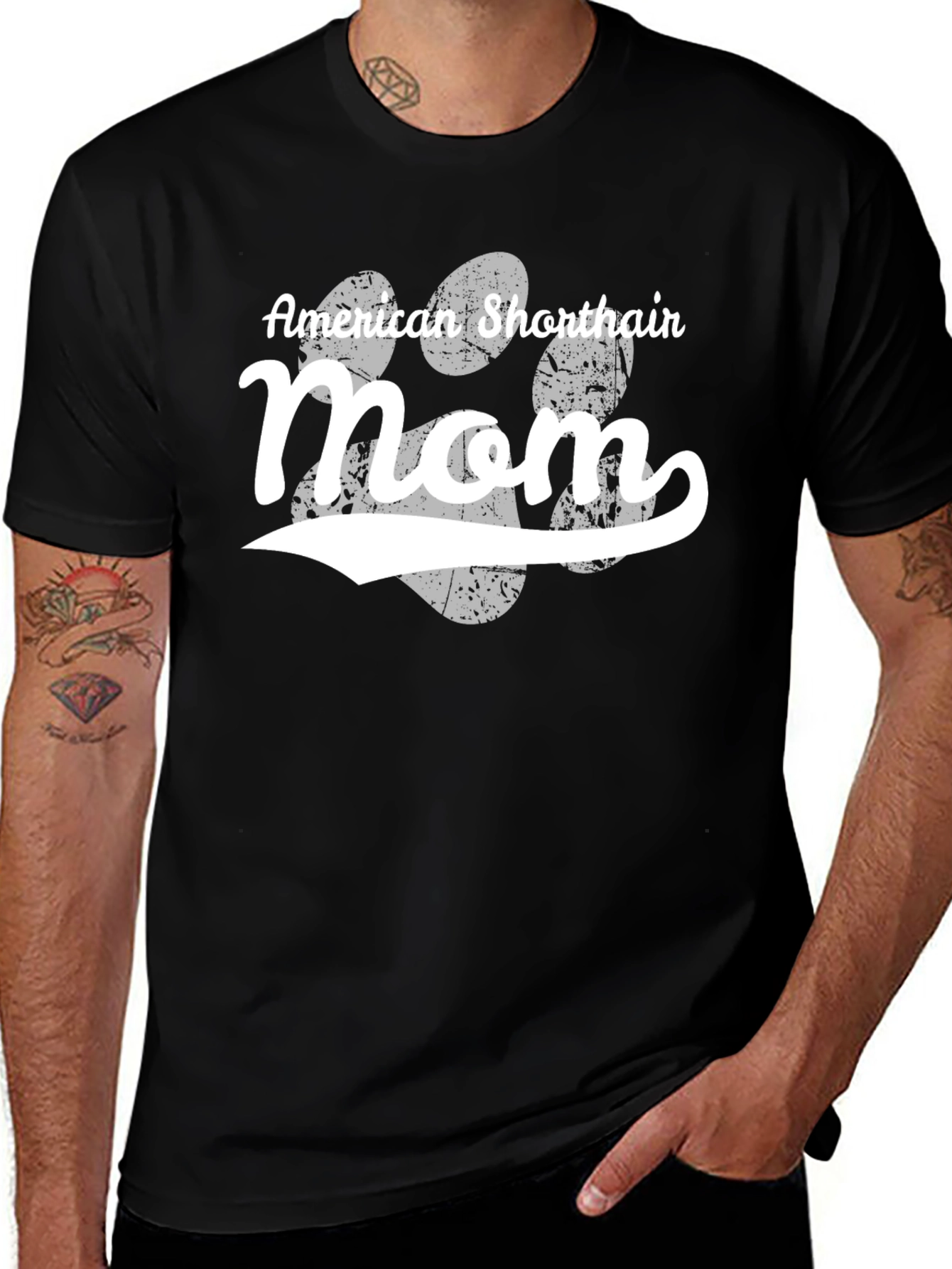 American Shorthair Mom T-Shirt - Black